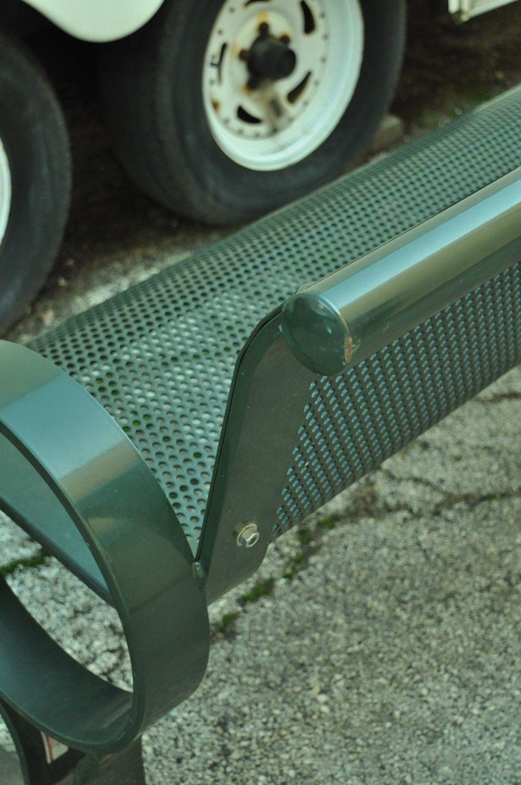 Dumor 59 Series Steel Green Park Outdoor Bench Perforated Seat In Good Condition In Philadelphia, PA