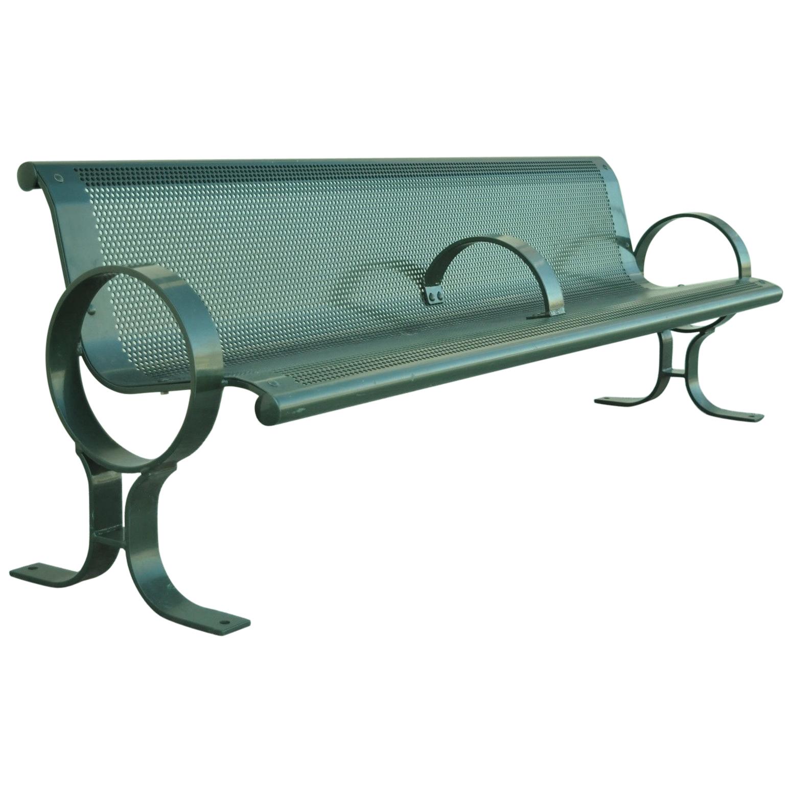Dumor 59 Series Steel Green Park Outdoor Bench Perforated Seat