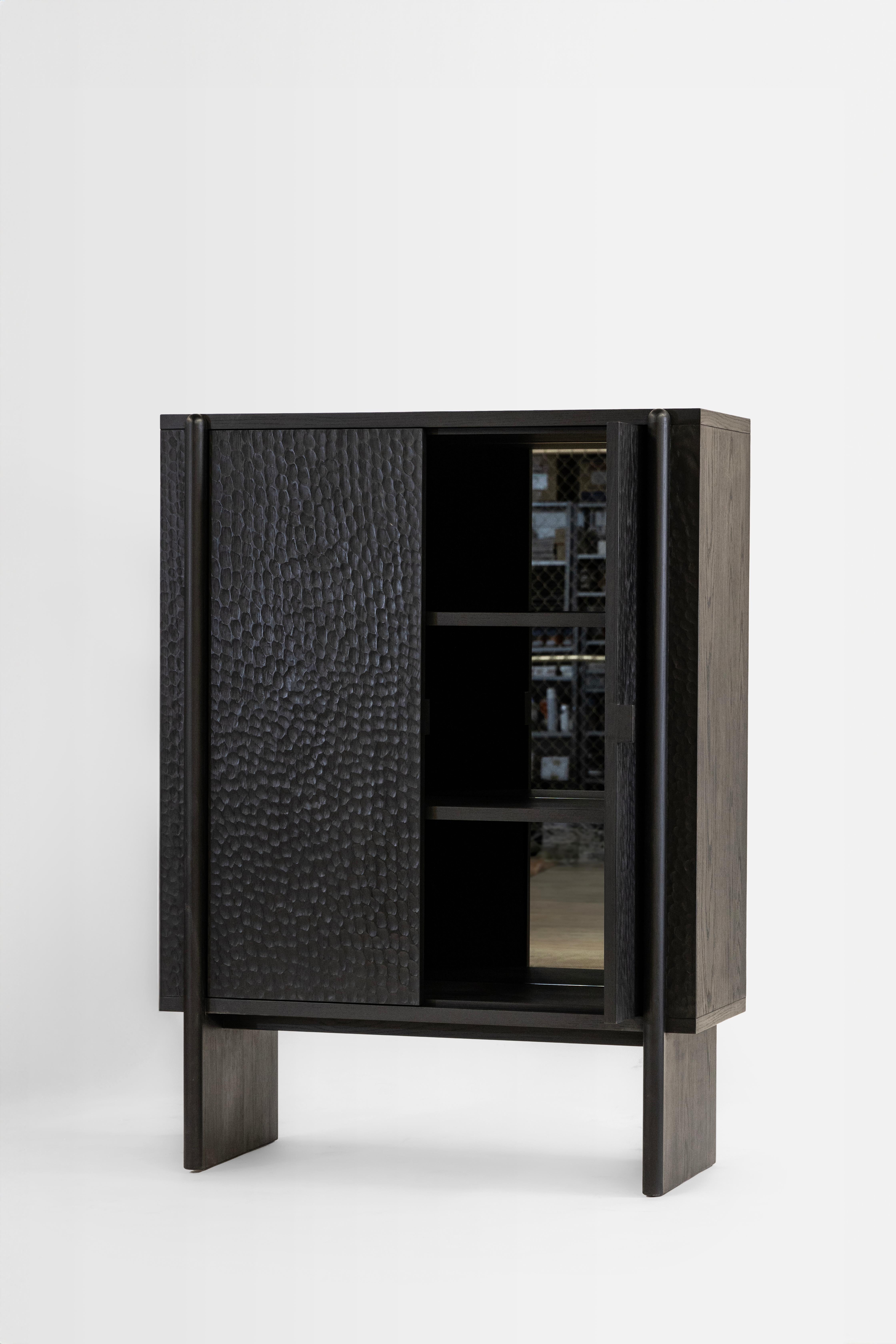 Minimalist Duna Armoire Black-finished Oak Wood For Sale