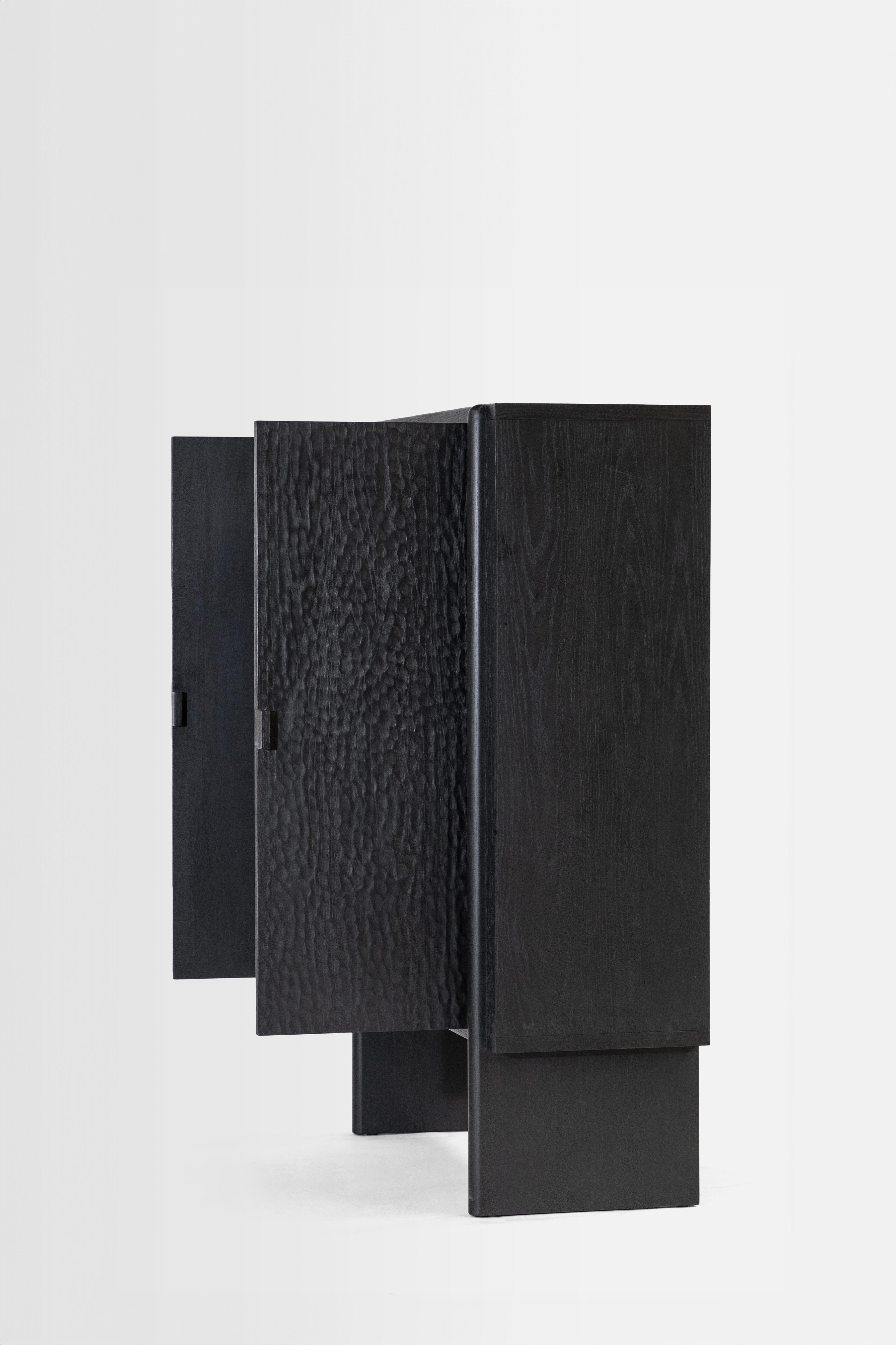 Mexican Duna Armoire Black-finished Oak Wood For Sale