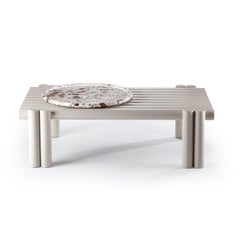 Duna Center table in Taupe stainless steel structure