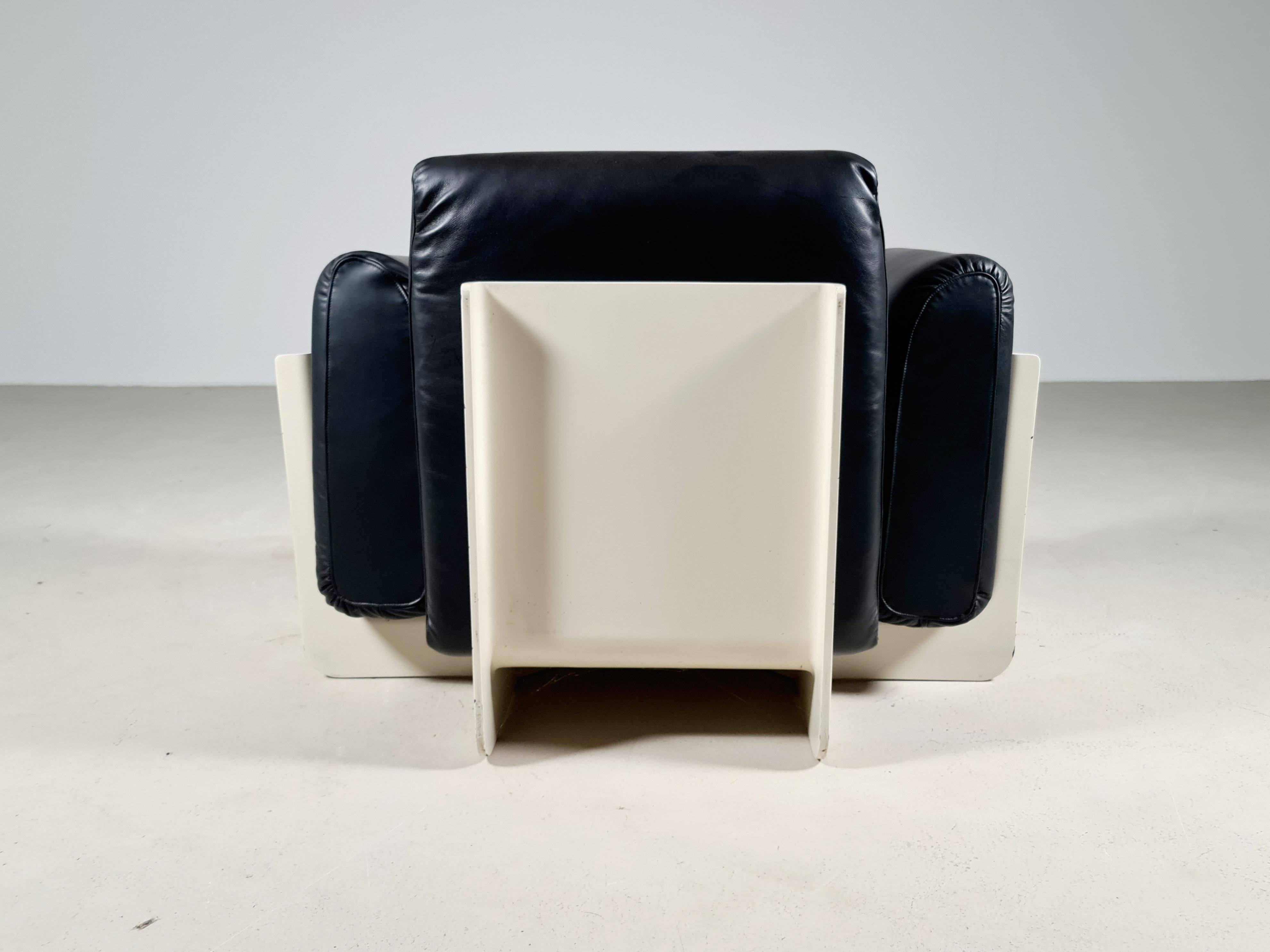Leather Duna Chair with Ottoman by 1P, Italy, 1960s