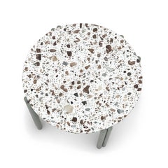 Duna Round Dinner table in terrazo amazonia and Sage stainless steel structure