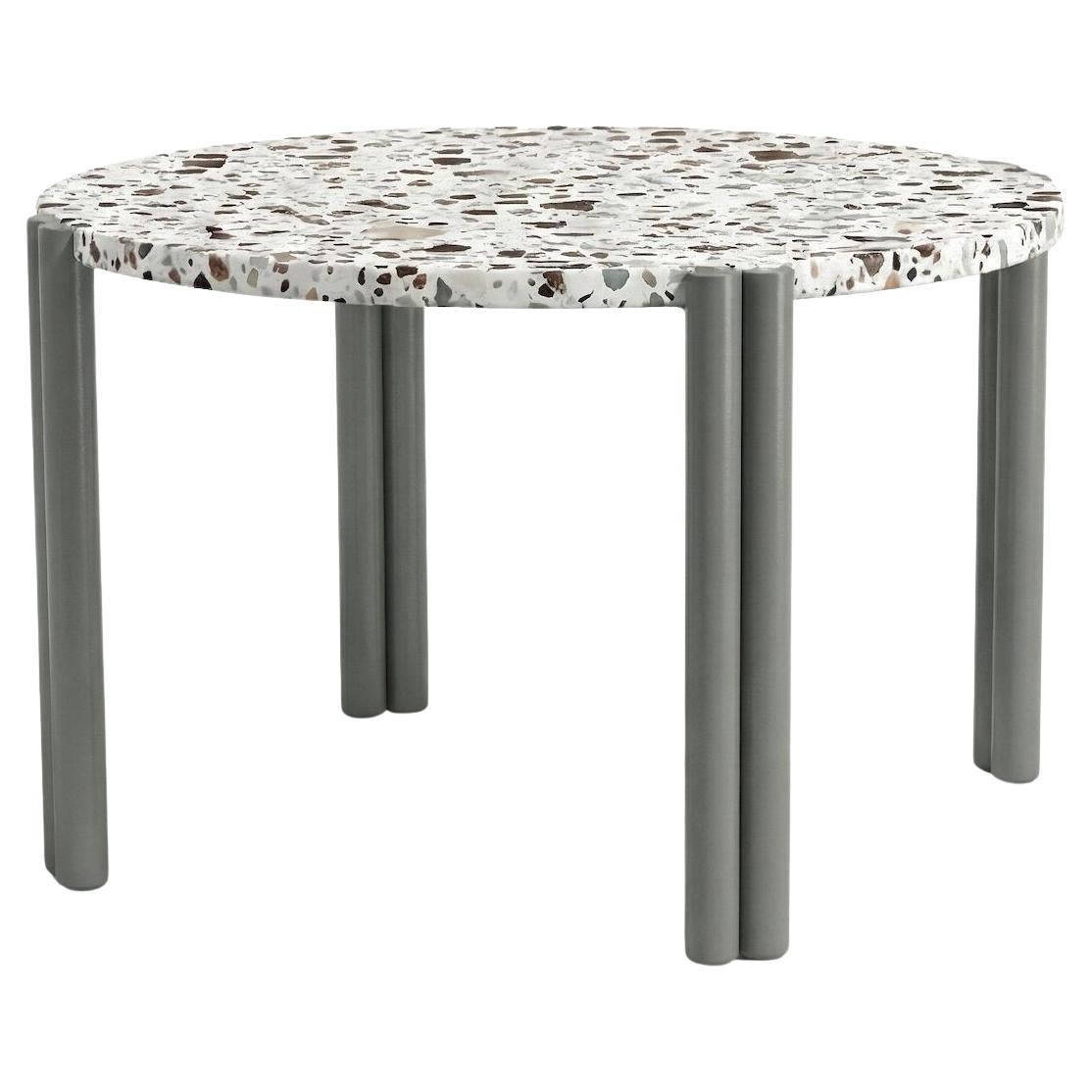 Duna Round Dinner table in terrazo amazonia and Sage stainless steel structure For Sale
