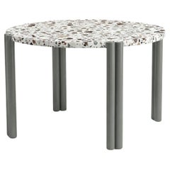 Duna Round Dinner table in terrazo amazonia and Sage stainless steel structure