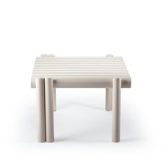 Duna Side table in Ivory stainless steel structure