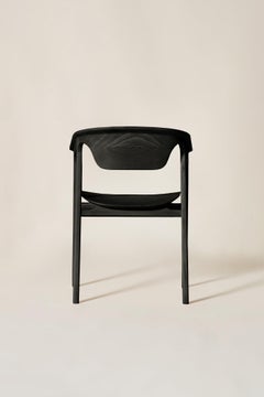 Duna Solid Wood Chair, Ash in Handmade Black Finish, Contemporary