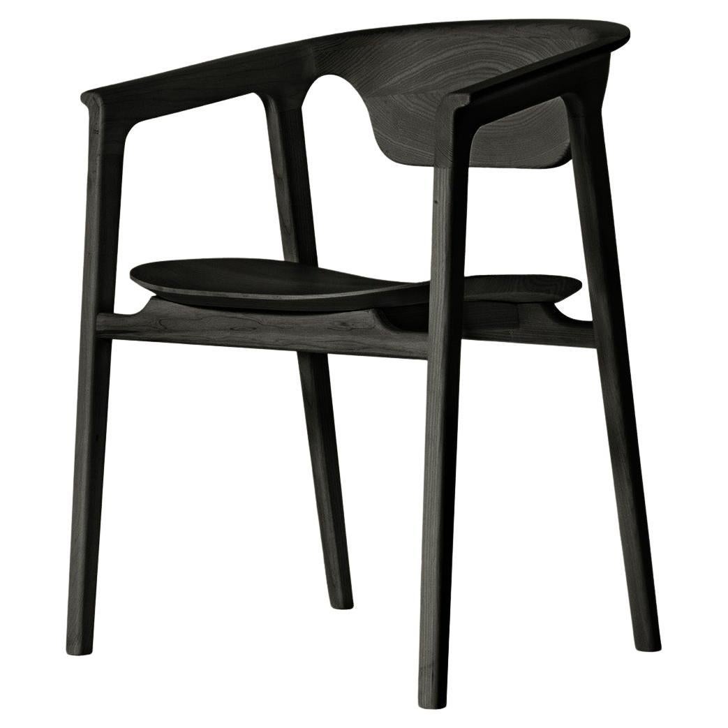 Duna Solid Wood Chair, Ash in Handmade Black Finish, Contemporary For Sale