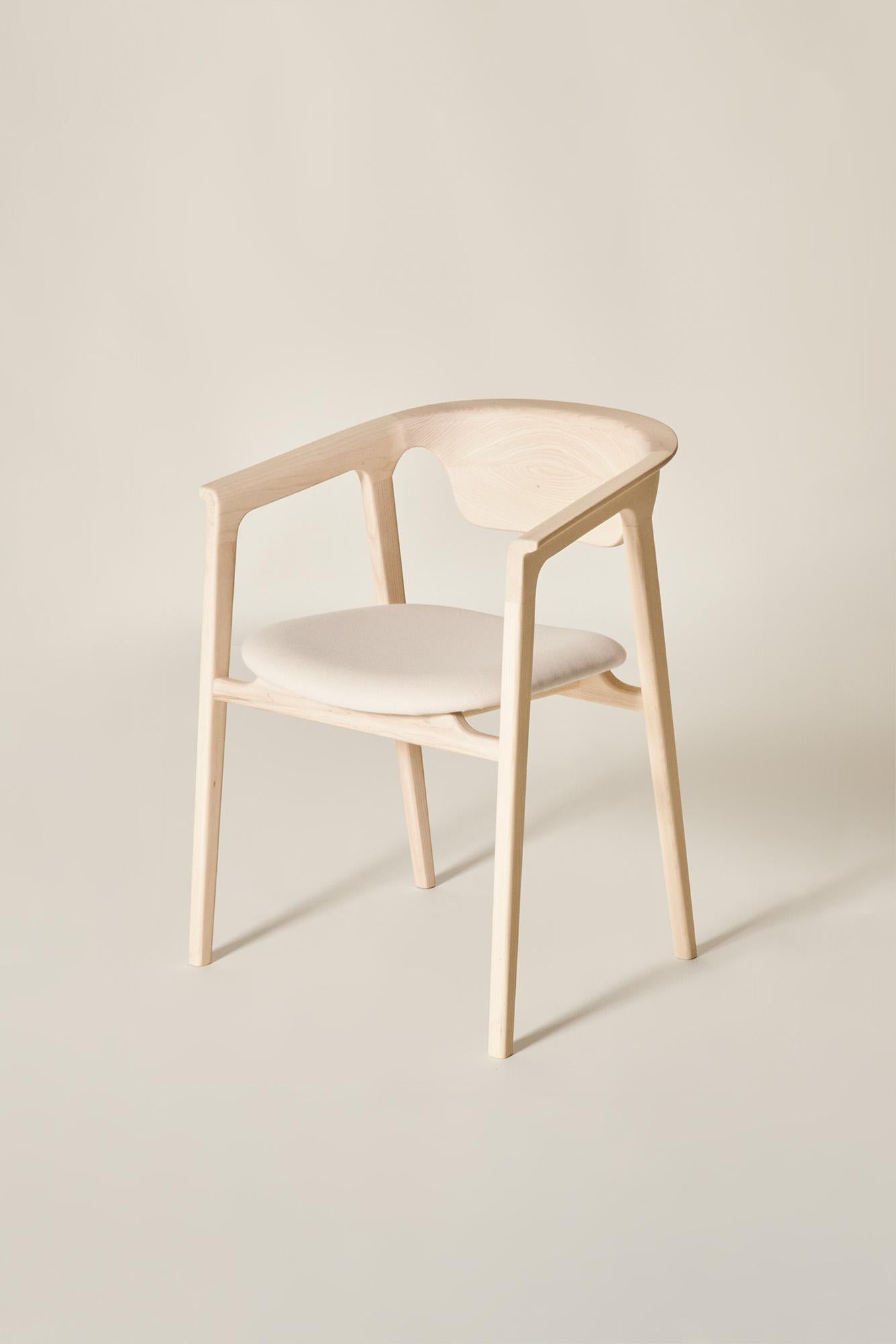 Duna Solid Wood Chair, Ash in Handmade Natural Finish, Contemporary For Sale 8