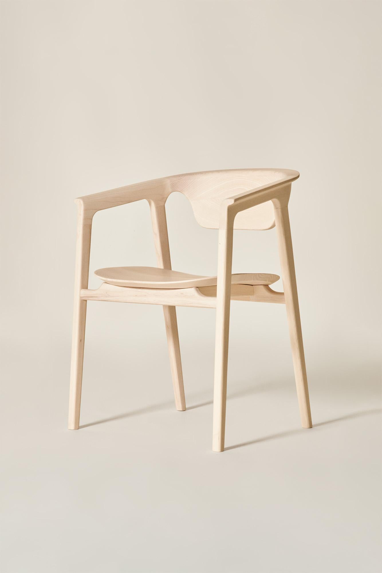Duna Solid Wood Chair, Ash in Handmade Natural Finish, Contemporary In New Condition For Sale In Cadeglioppi de Oppeano, VR