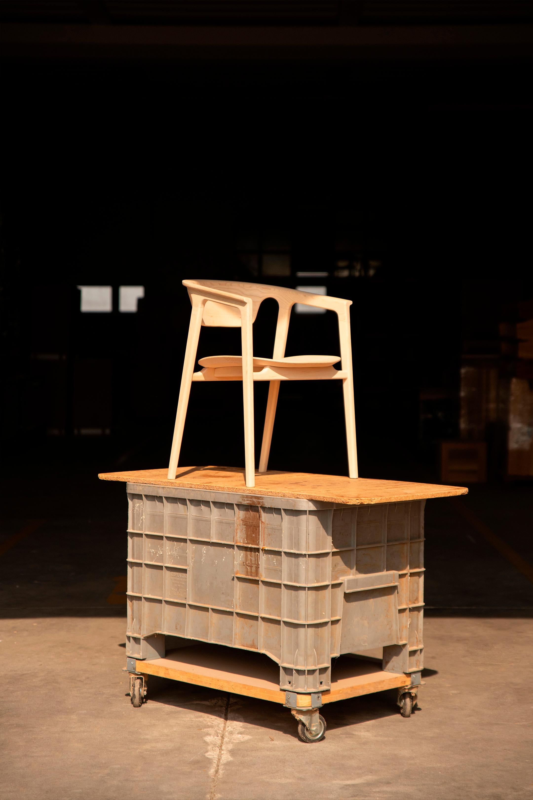 Duna Solid Wood Chair, Ash in Handmade Natural Finish, Contemporary For Sale 13