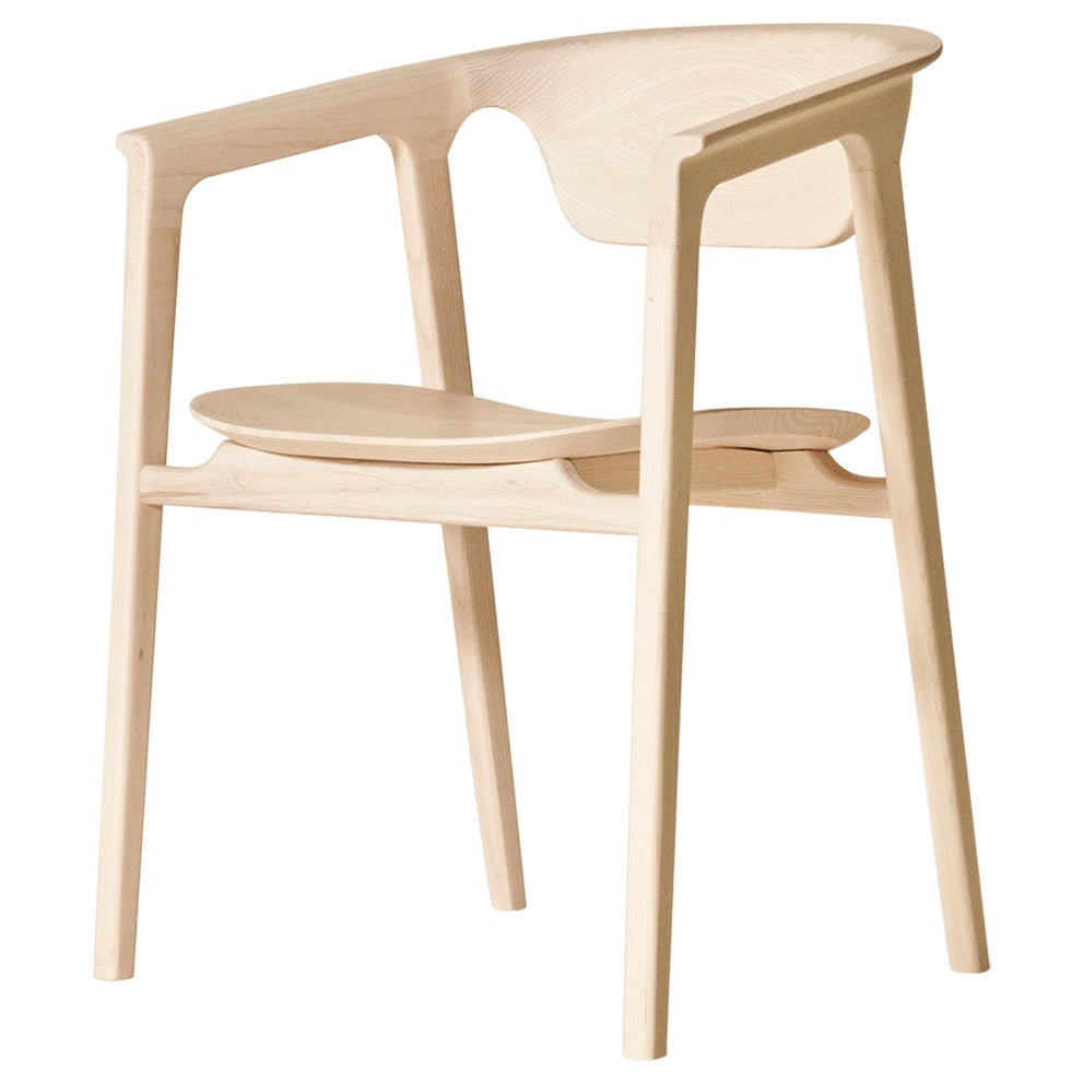 Silla de Madera Maciza Duna, Fresno con Acabado Natural Hecho a Mano, Contemporánea