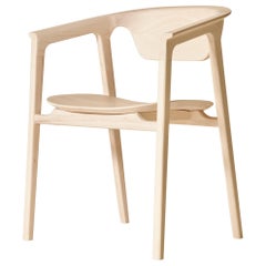 Silla de Madera Maciza Duna, Fresno con Acabado Natural Hecho a Mano, Contemporánea