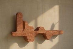 Duna Unique Console in Red Travertine Stone & Steel by Andres Monnier