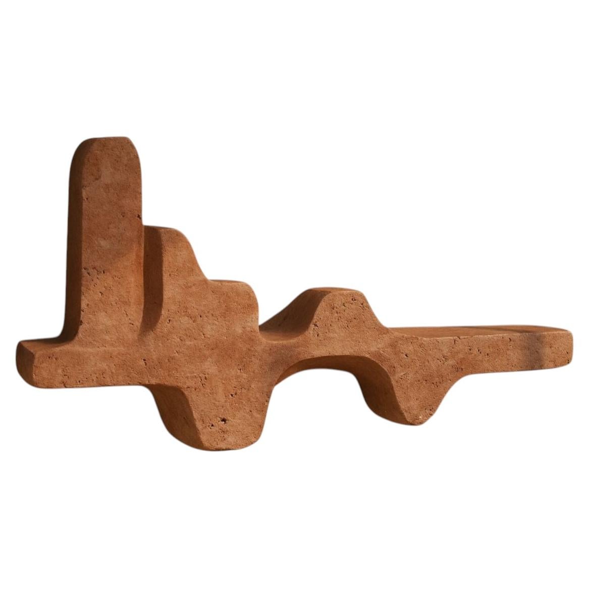 Duna Unique Console in Red Travertine Stone & Steel by Andres Monnier