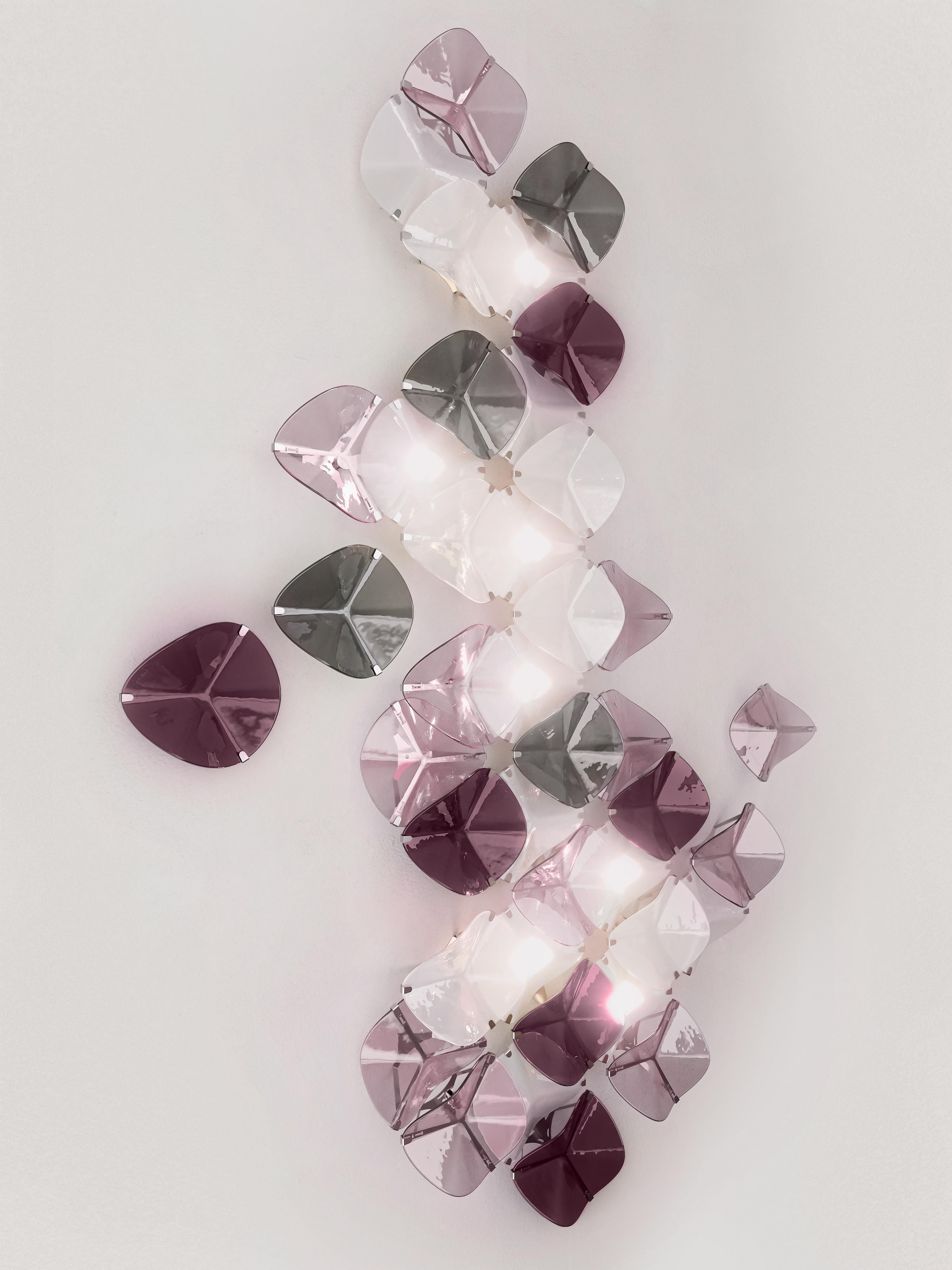 DUNA wall light. Illuminated artisan glass mosaic handmade in Barcelona, Spain. For Sale 3