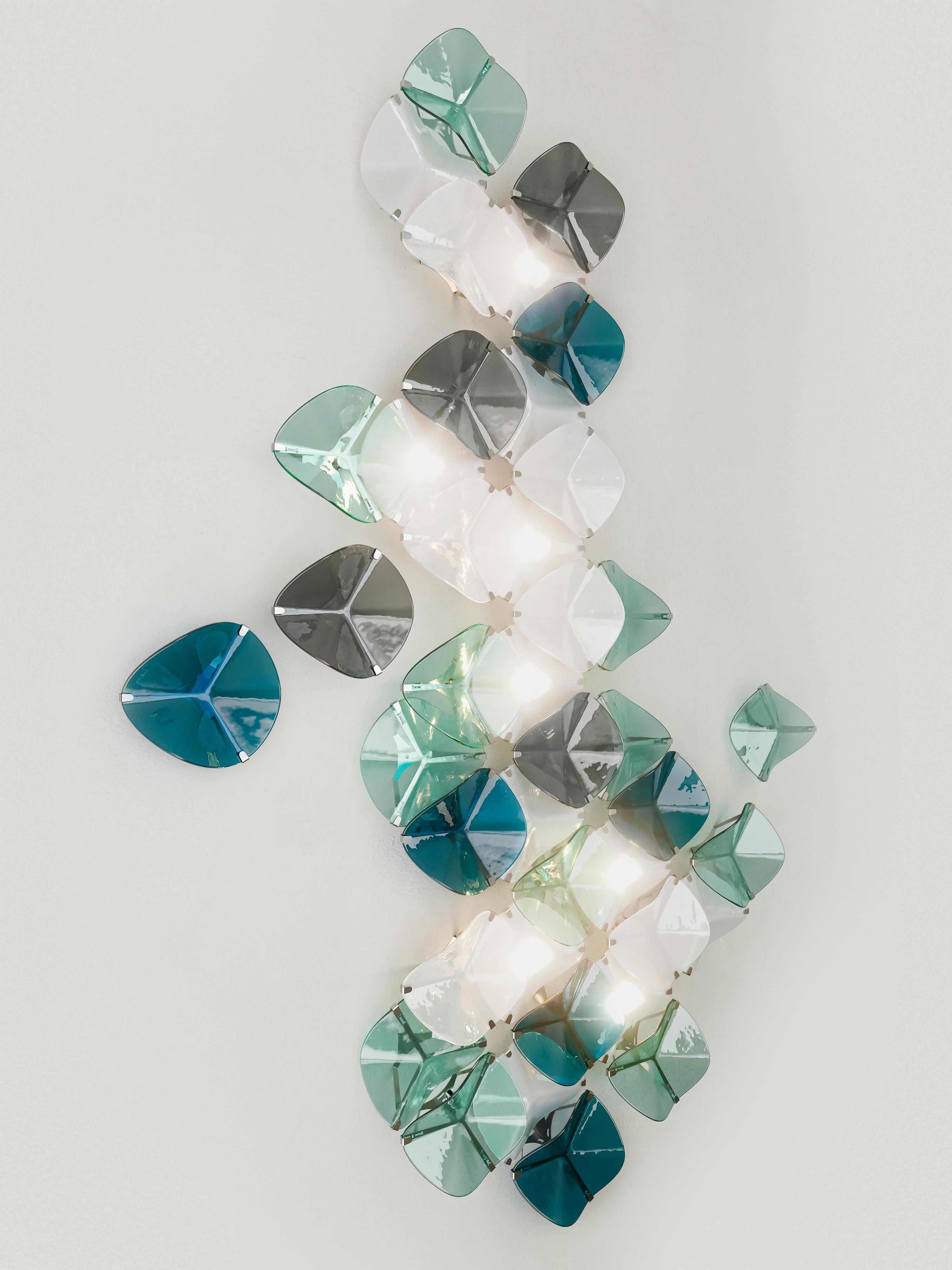 DUNA wall light. Illuminated artisan glass mosaic handmade in Barcelona, Spain. For Sale 4