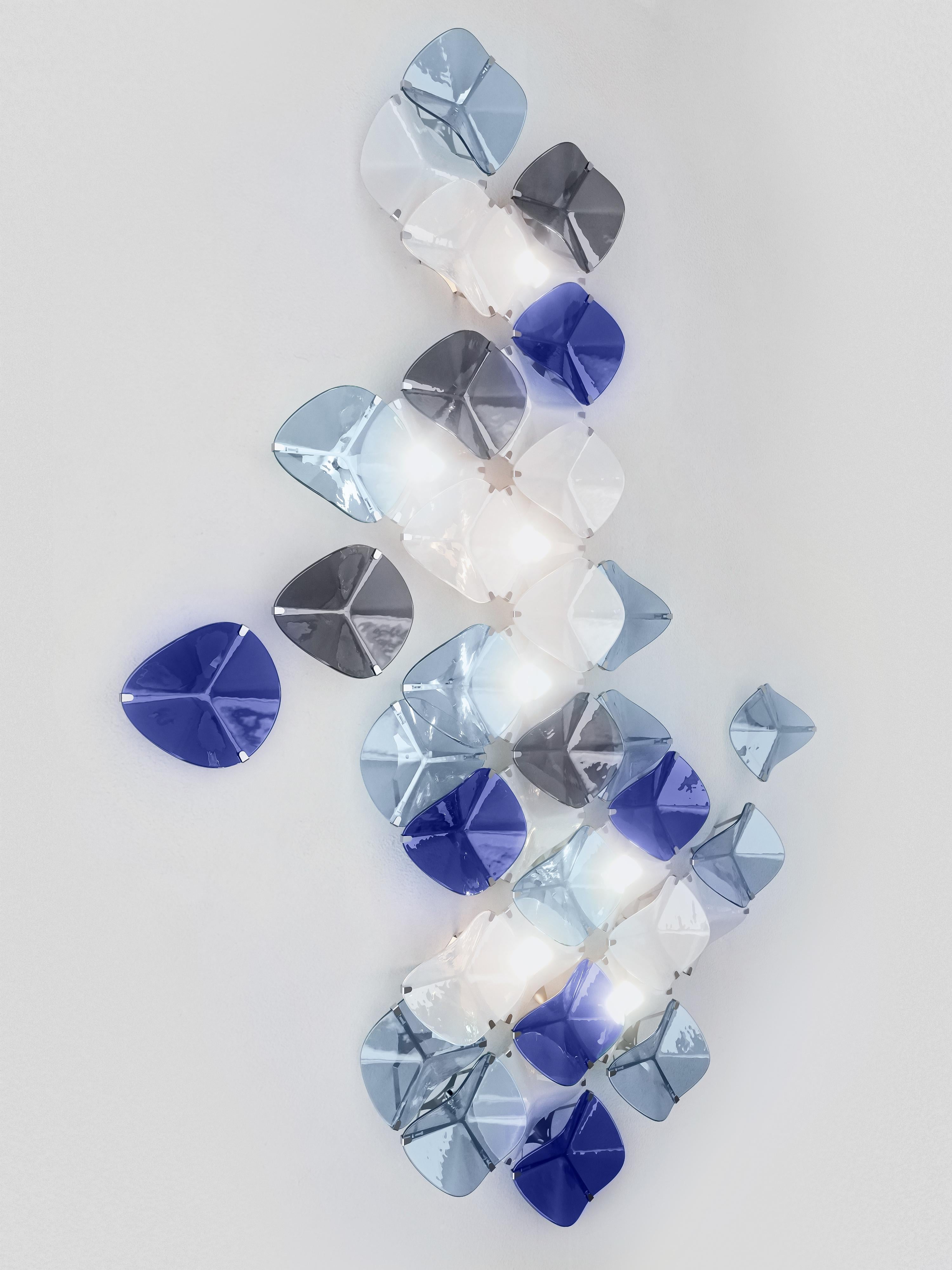 DUNA wall light. Illuminated artisan glass mosaic handmade in Barcelona, Spain. For Sale 5