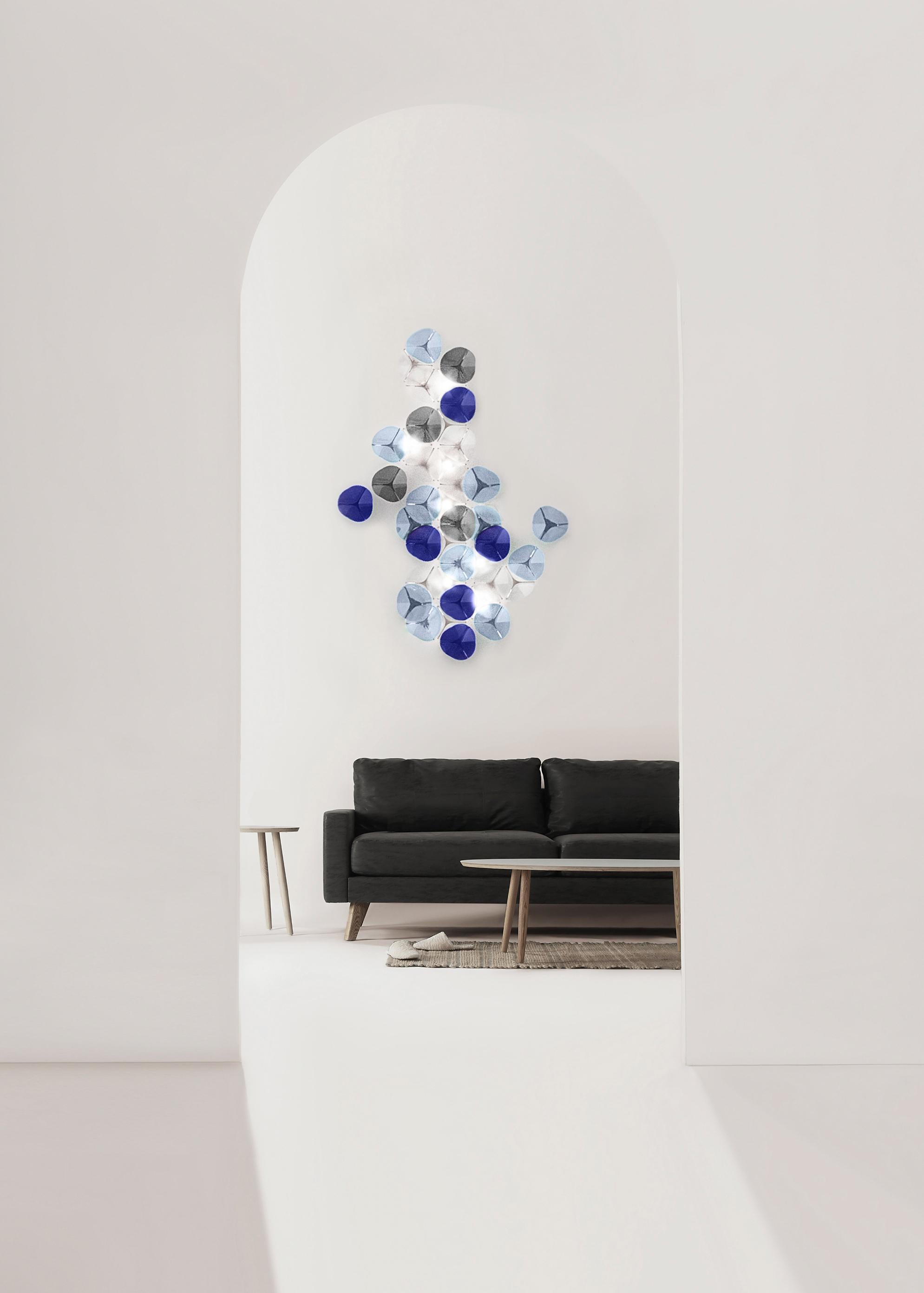 Spanish DUNA wall light. Illuminated artisan glass mosaic handmade in Barcelona, Spain. For Sale