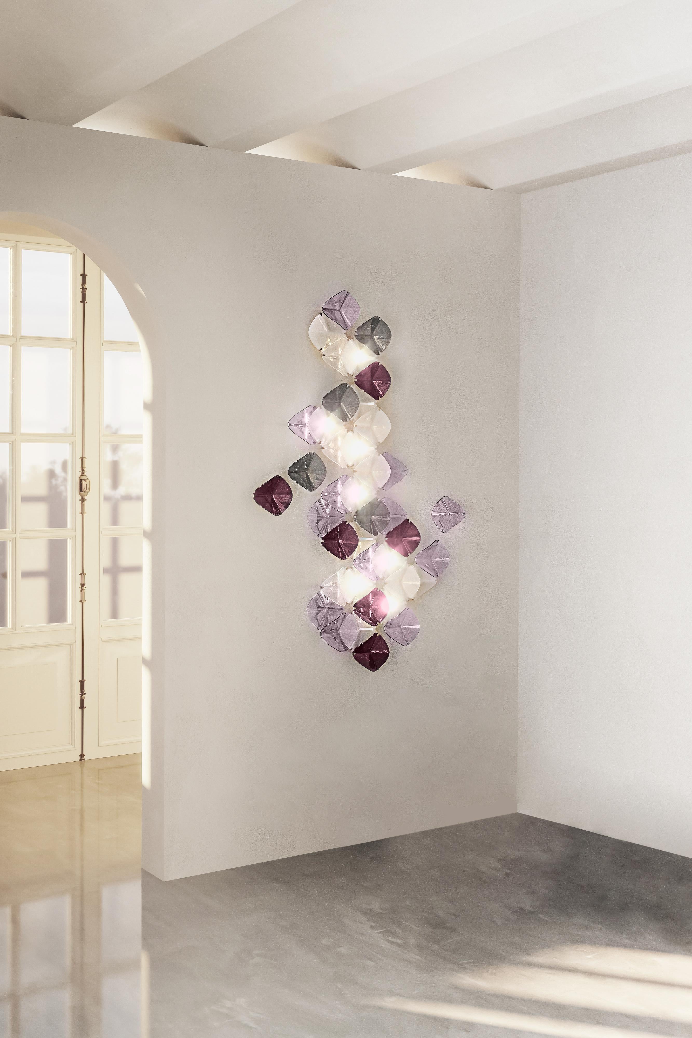 Molded DUNA wall light. Illuminated artisan glass mosaic handmade in Barcelona, Spain. For Sale