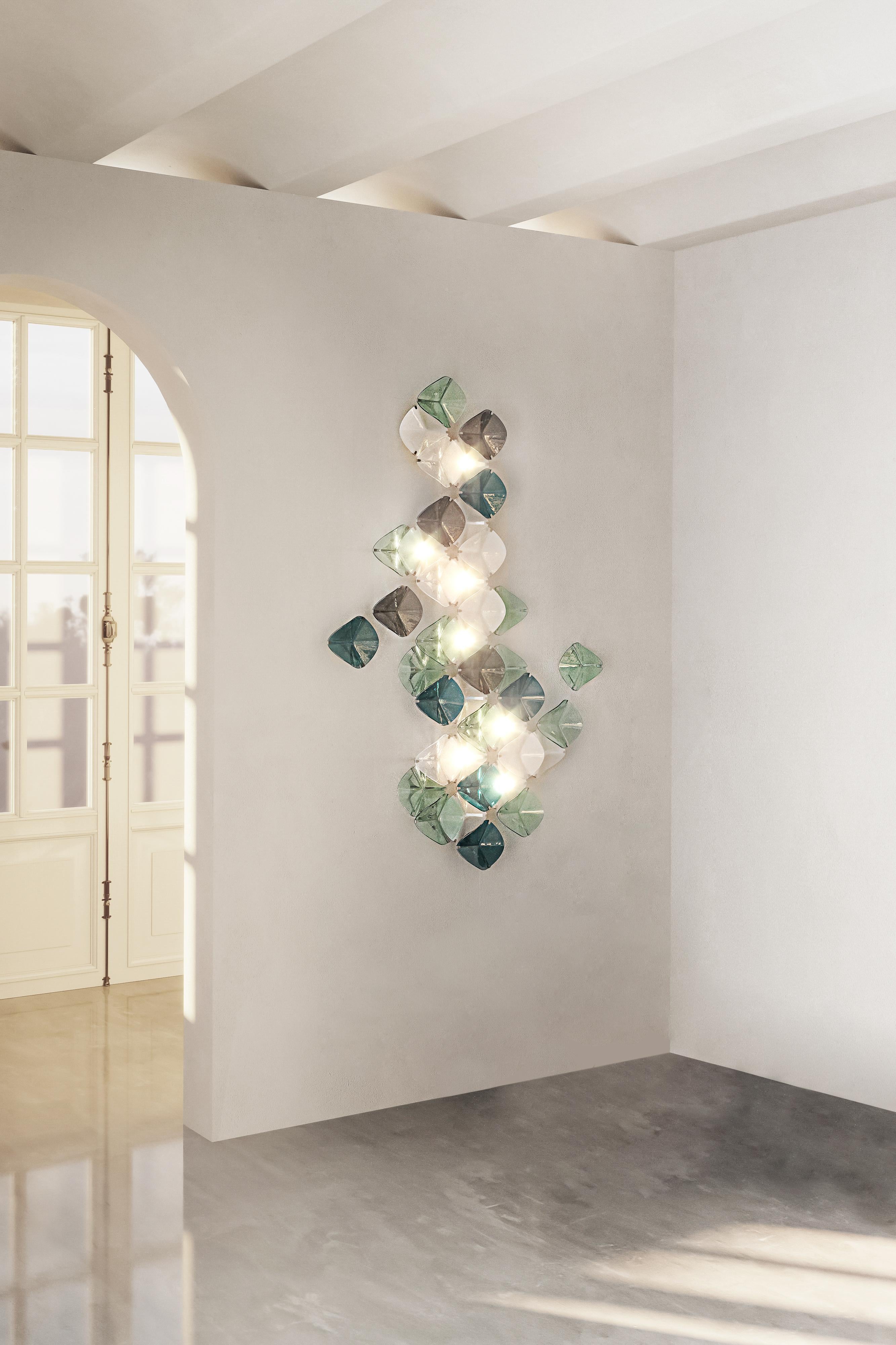 DUNA wall light. Illuminated artisan glass mosaic handmade in Barcelona, Spain. In New Condition For Sale In BARCELONA, ES
