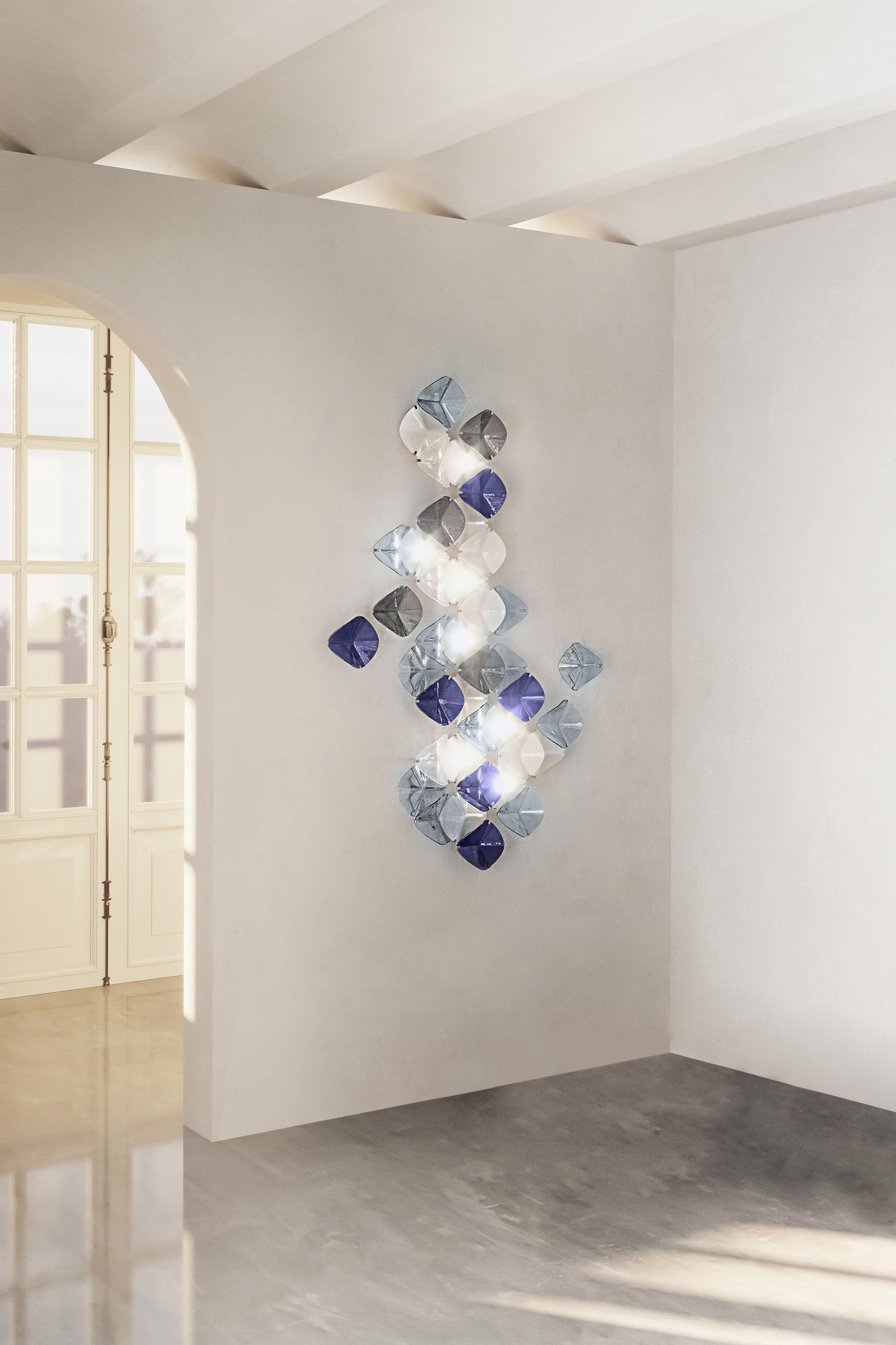 Contemporary DUNA wall light. Illuminated artisan glass mosaic handmade in Barcelona, Spain. For Sale