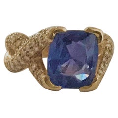 Dunaigre Certified 7.67 Carat Cushion Cut Ceylon Sapphire 1.50 Ct Diamond Ring