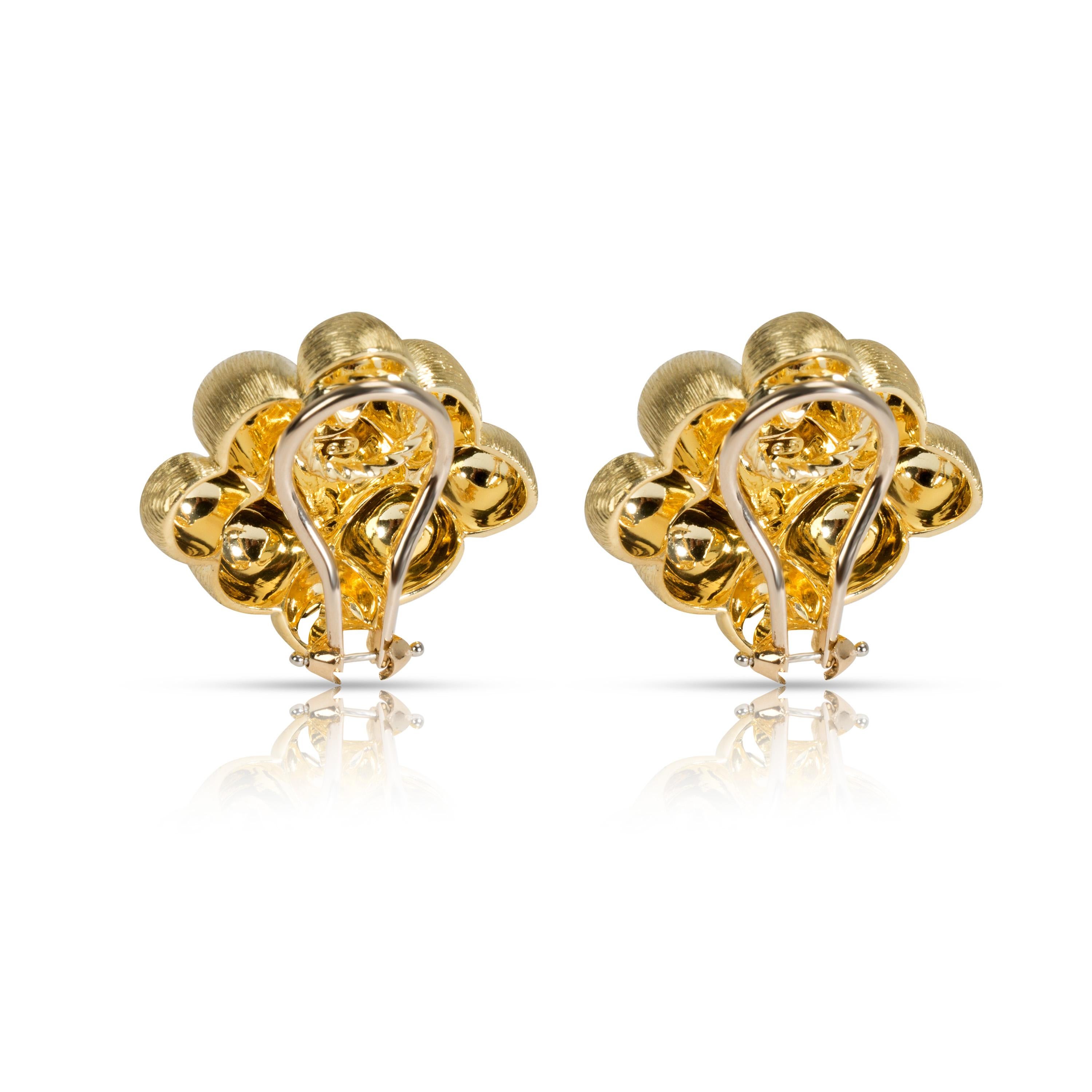 Dunay Brushed Gold Woven Clip-On Earrings in 18 Karat Yellow Gold In Excellent Condition In New York, NY