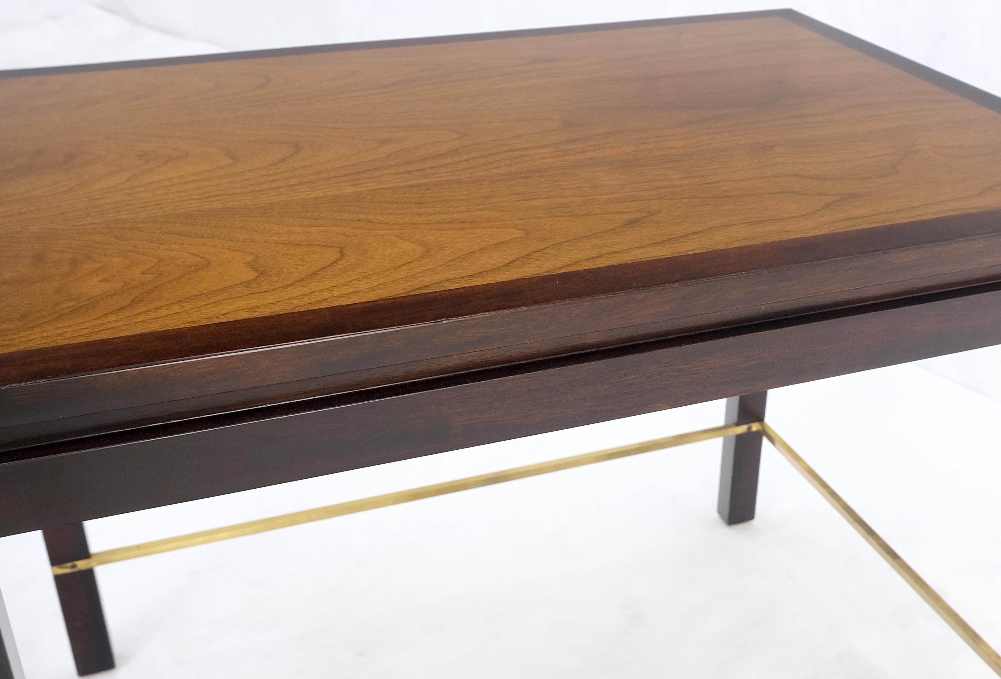 Dunbar 1970s Ebonised Walnut Brass Stretcher Set of 3 Nesting Side End Tables MINT!