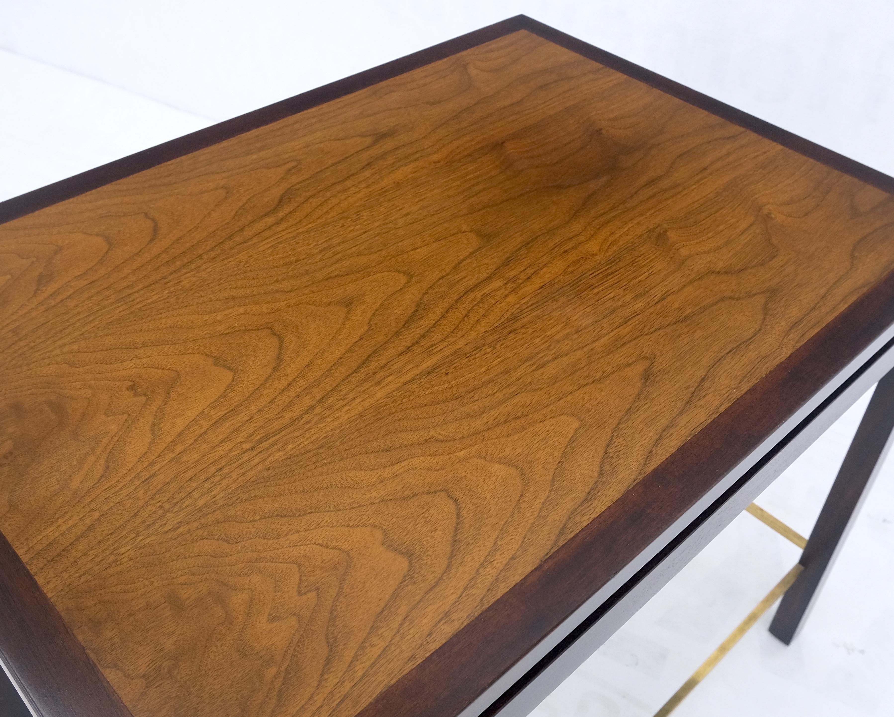 Dunbar 1970s Ebonised Walnut Brass Stretcher Set of 3 Nesting Side End Tables  In Good Condition For Sale In Rockaway, NJ
