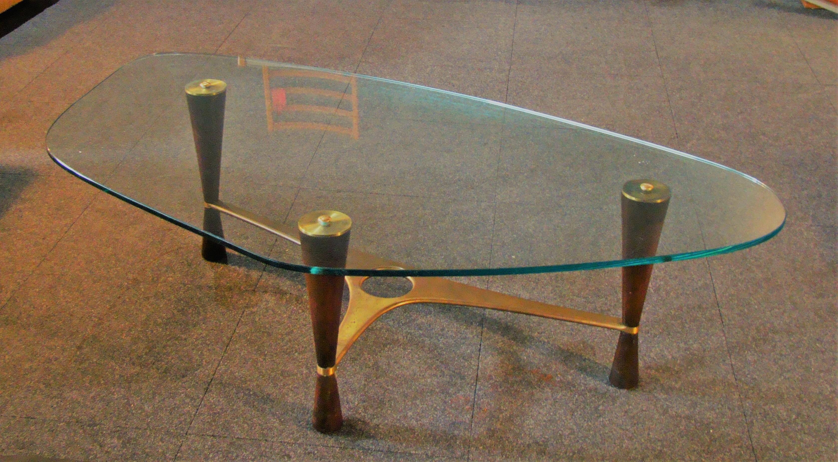 Dunbar #5309 Solid Brass, Walnut and Glass Coffee Table by Edward Wormley USA 6