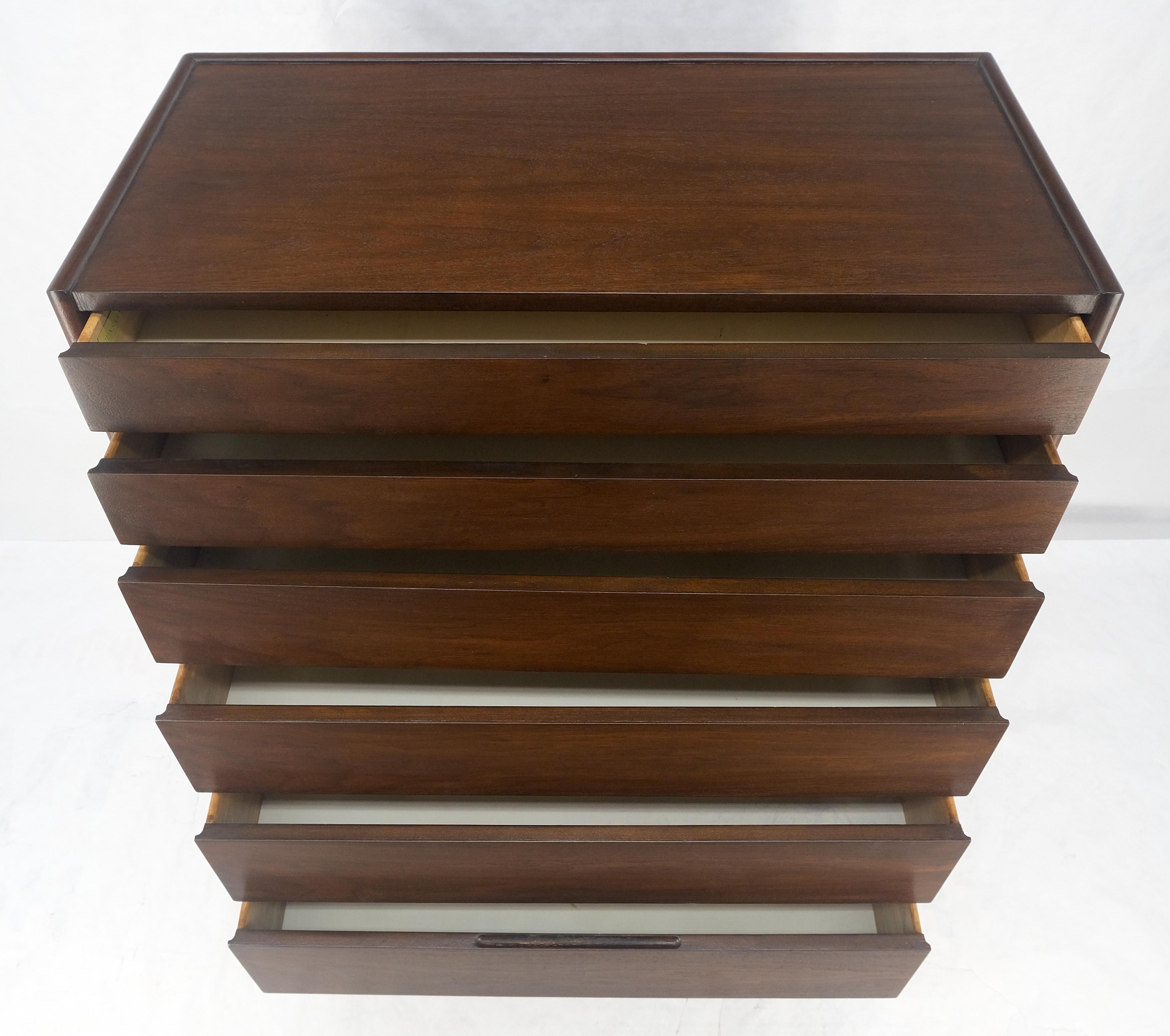 ¡Dunbar Cómoda Pecho Alto 6 Cajones Nogal Oscuro Mid Century Modern MINT! siglo XX en venta