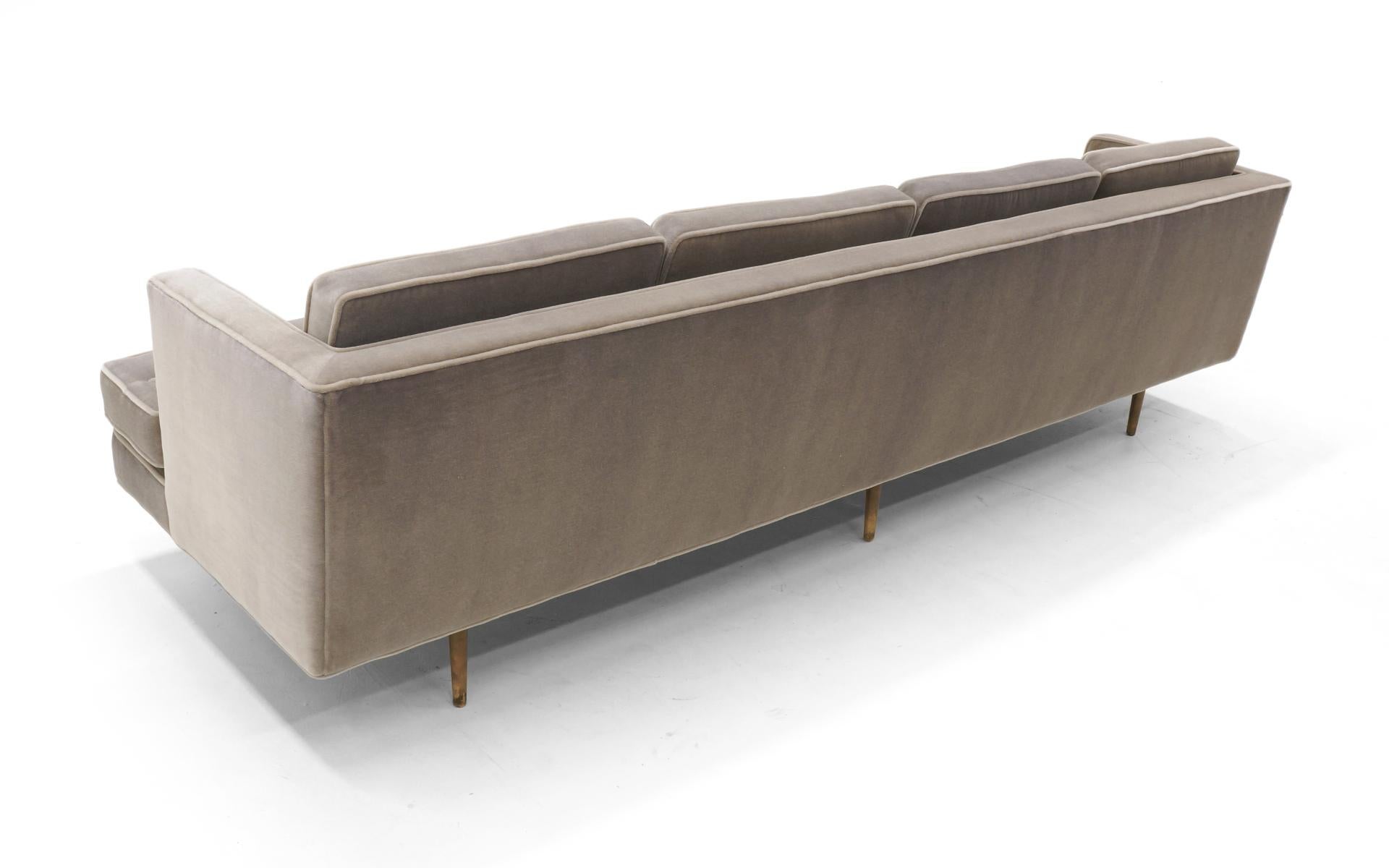 Dunbar Sofa, Brass Legs by Edward Wiormley Real Mohair Fabric, Excellent In Excellent Condition In Kansas City, MO