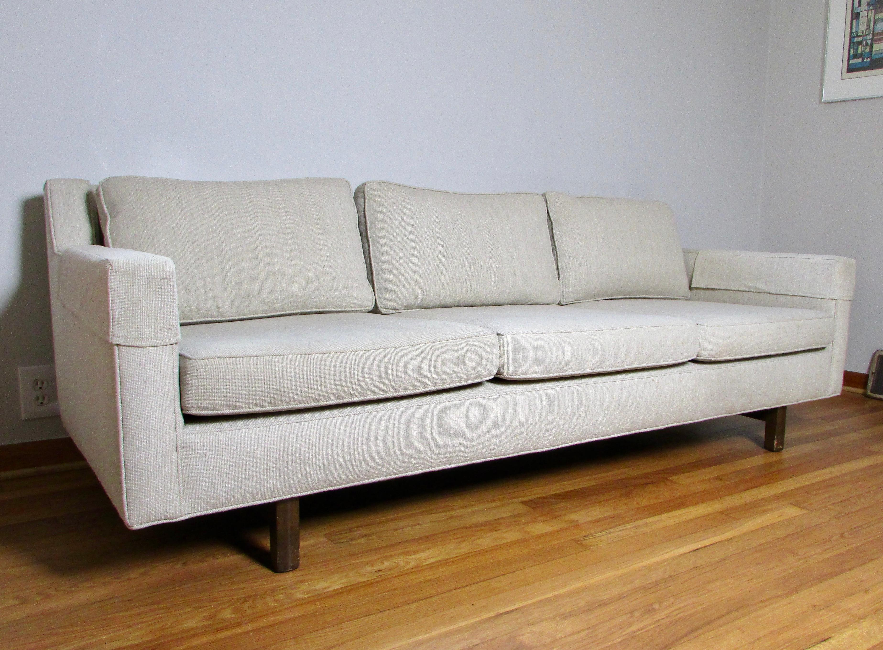 American Dunbar Furniture Mid-Century Upholstered Three-Seat Sofa For Sale