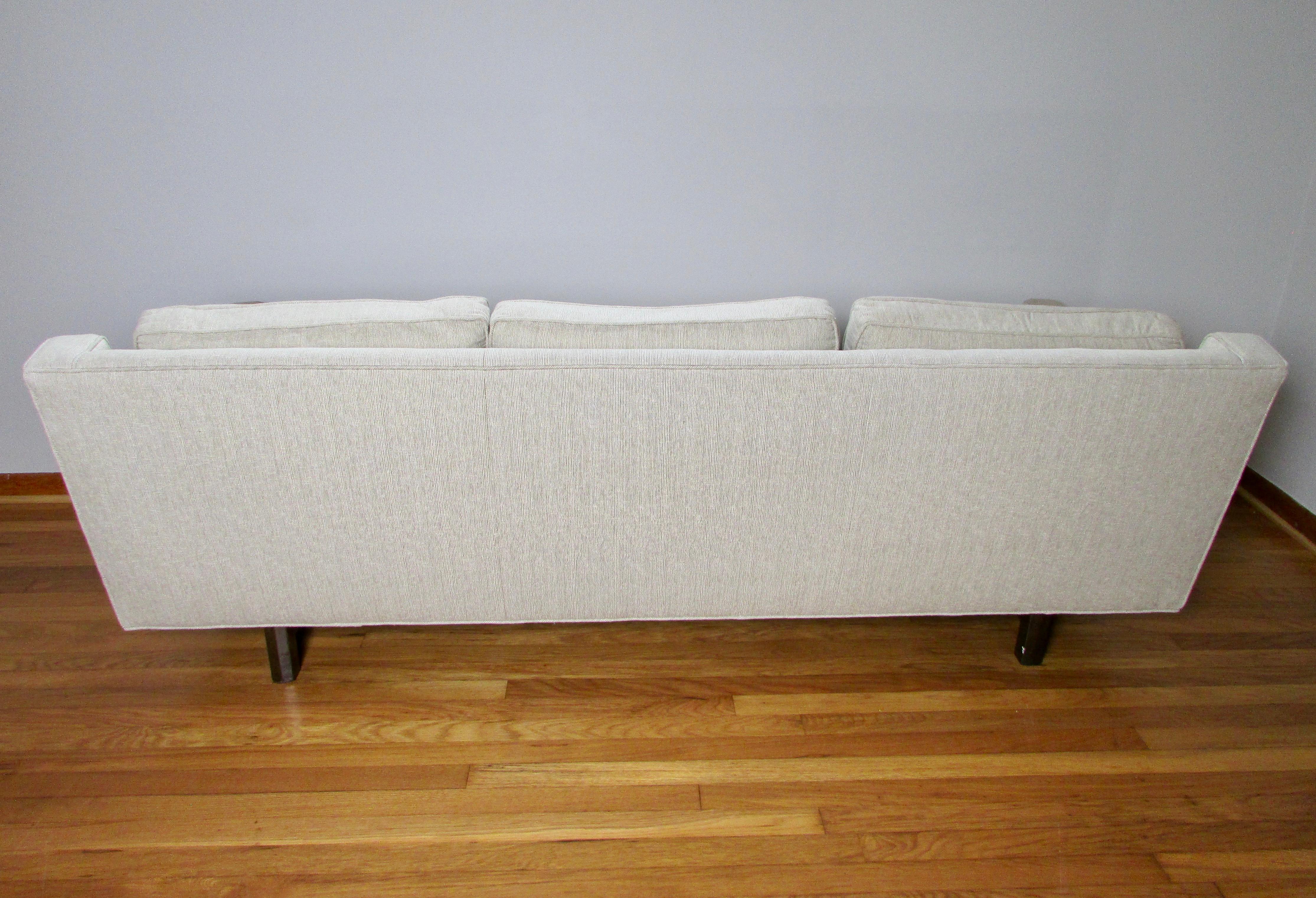 Metal Dunbar Furniture Mid-Century Upholstered Three-Seat Sofa For Sale