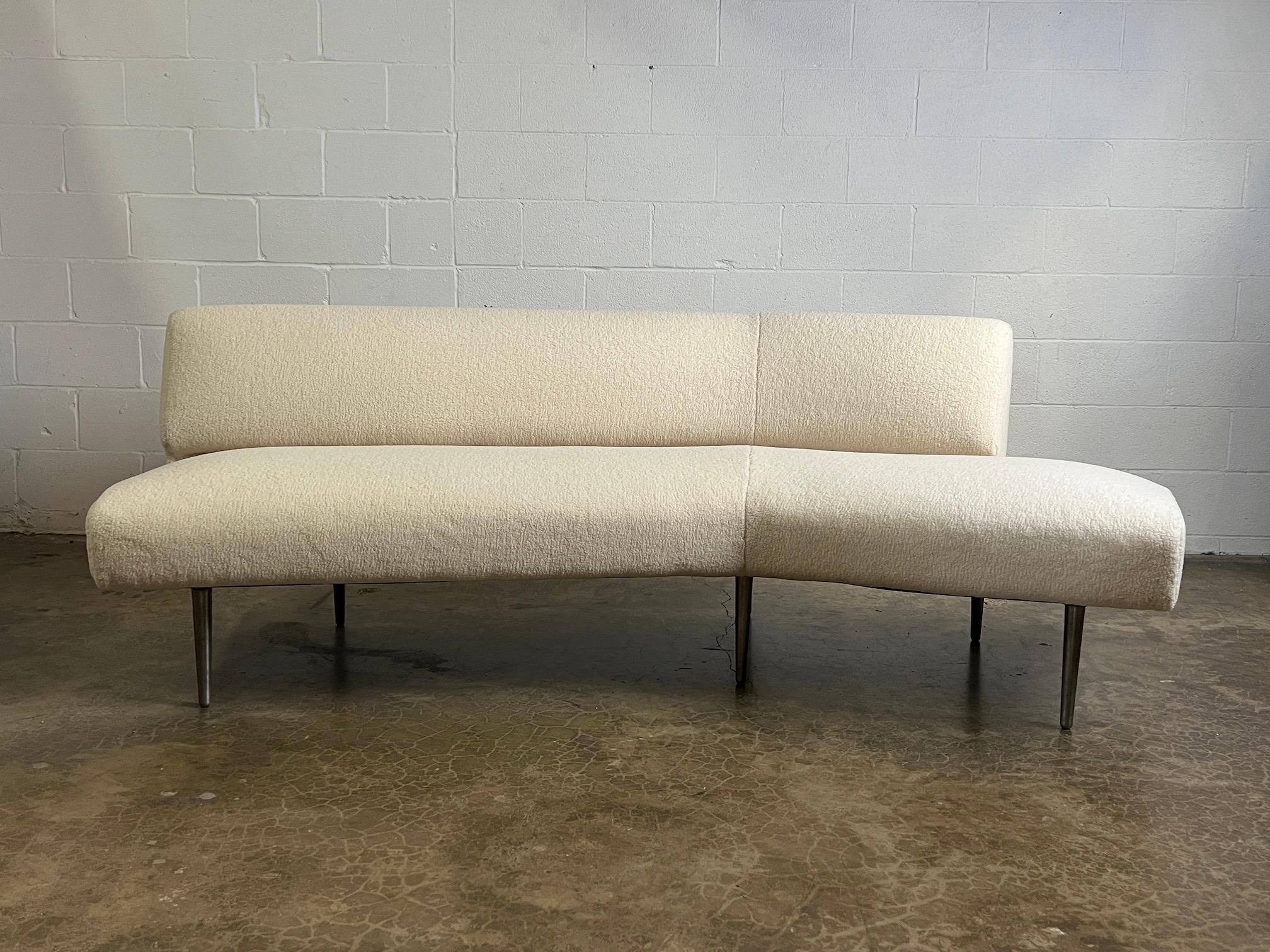 Mid-20th Century Dunbar Angle Sofa #4756 on Aluminum Legs
