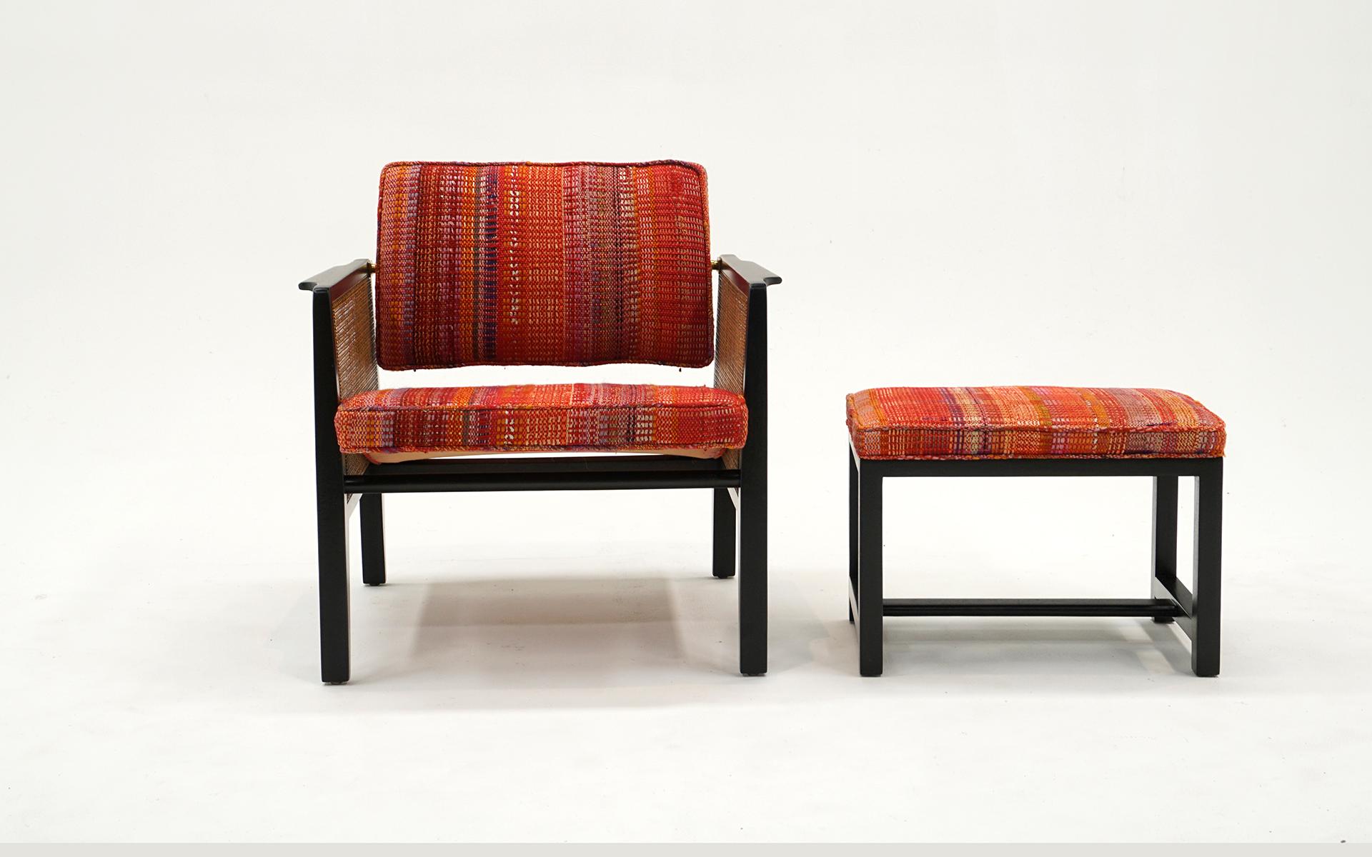 Mid-Century moderno Poltrona Dunbar 5513 e ottomana di Edward Wormley. Eccellente Fabrice originale in vendita