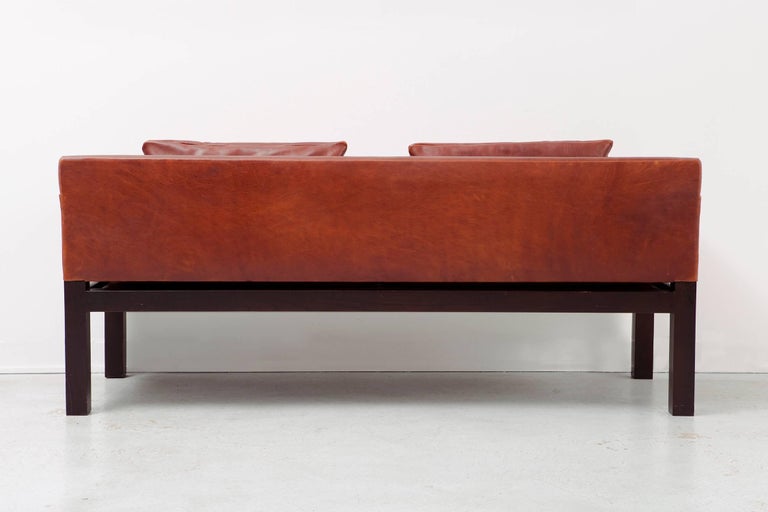 Dunbar Ashwood Post and Beam Leather Sofa by John Saladino For Sale at