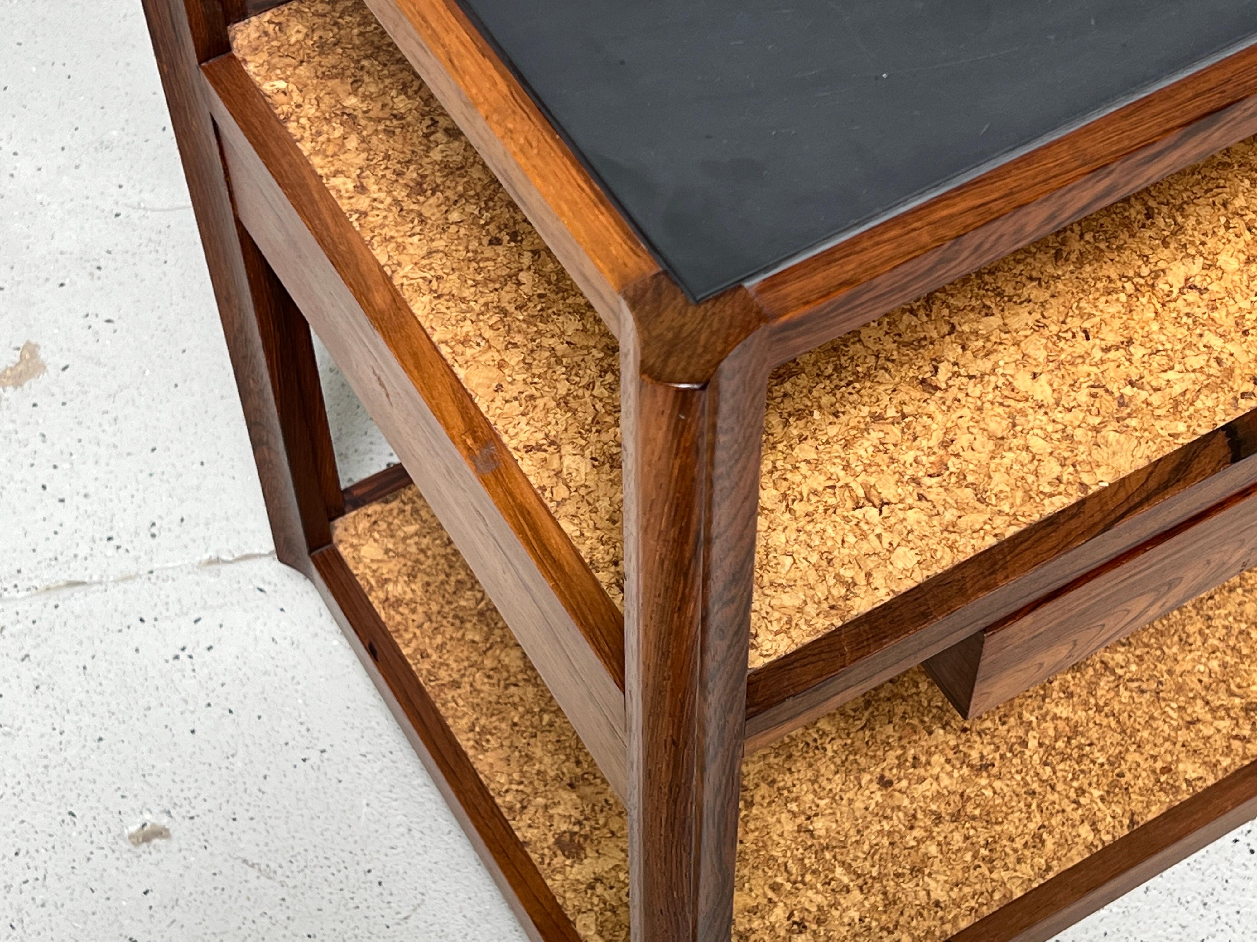 Dunbar Bar Cart by Edward Wormley in Rosewood, Cork and Slate 1