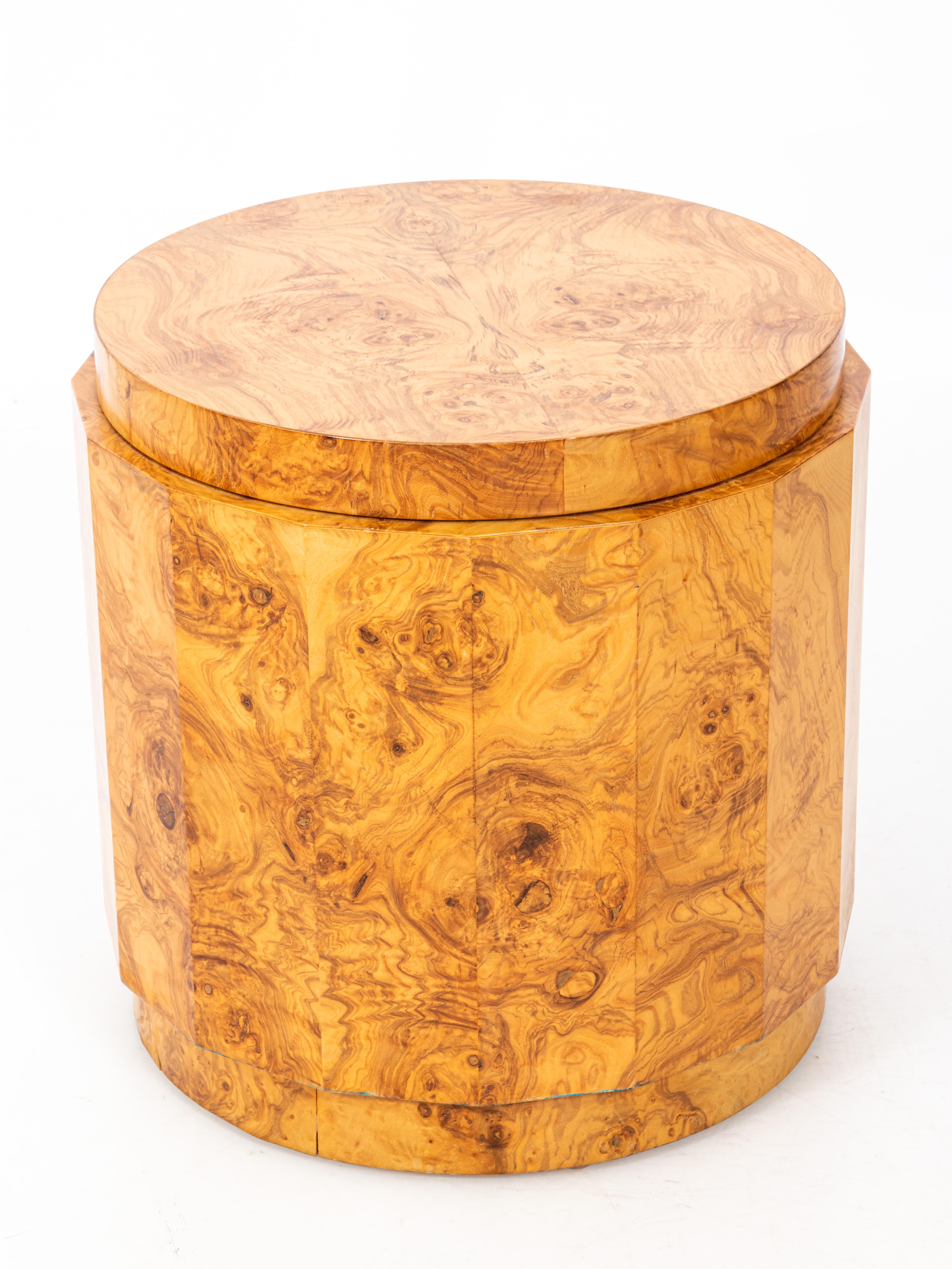 Veneer Dunbar Burl Olive Wood Side Table by Edward Wormley