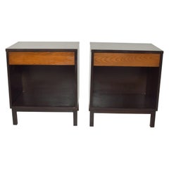 Vintage Dunbar by Edward Wormley Two-Tone Nightstands Espresso & Honey Blonde 1960s