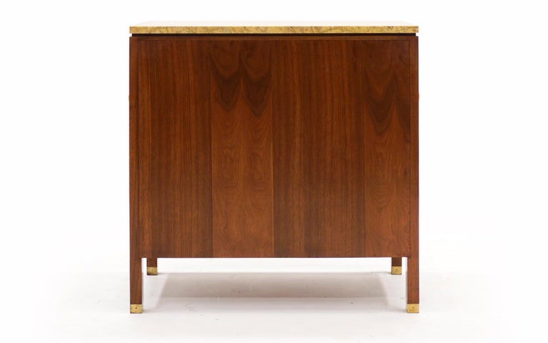 Dunbar Cabinet in Burl, Brass Mahogany and Yellow / Gold Lamartine Marble For Sale 3