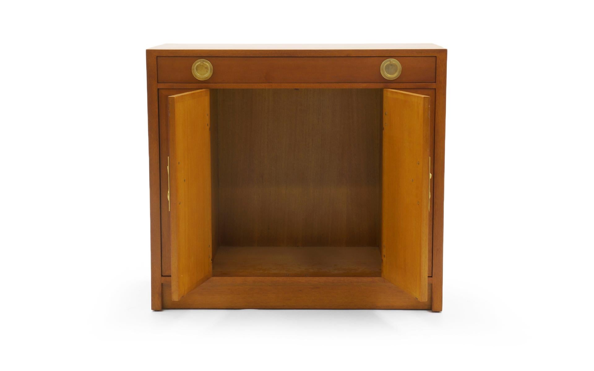 Mid-20th Century Dunbar Cabinet, Mahogany and Brass, Four Doors, One Drawer, Excellent For Sale
