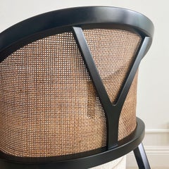 Dunbar Cane Y Back Captains Chairs by Edward Wormley, a Pair