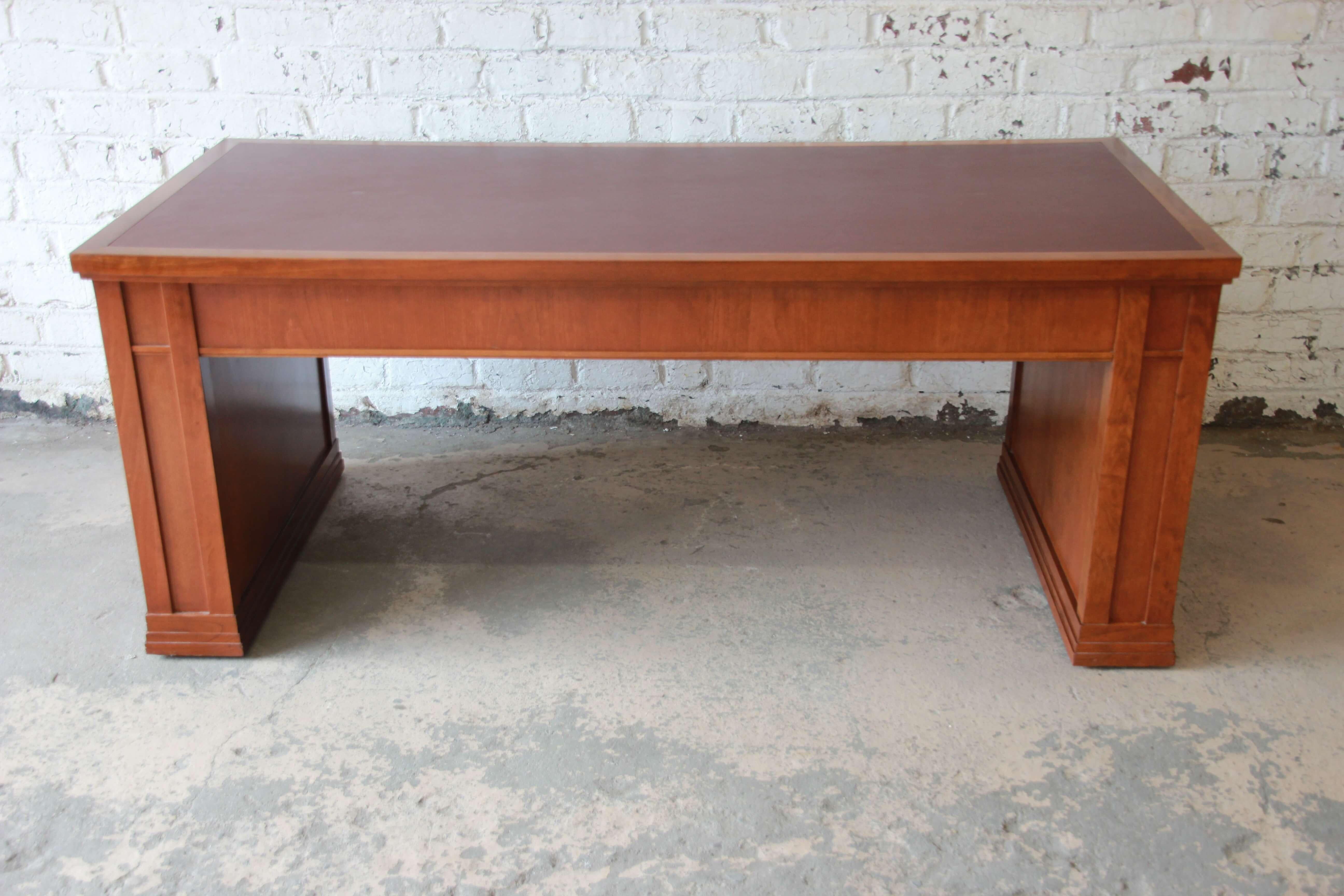 Dunbar Cherry Wood Leather Top Desk or Library Table 1