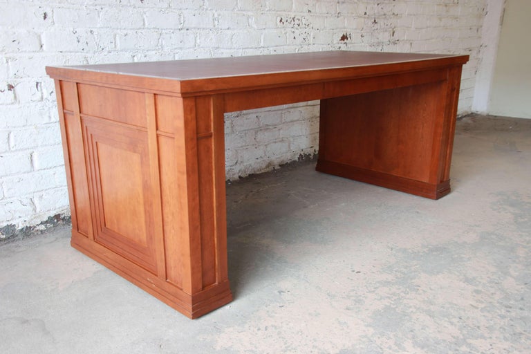 Dunbar Cherry Wood Leather Top Desk or Library Table at 1stDibs