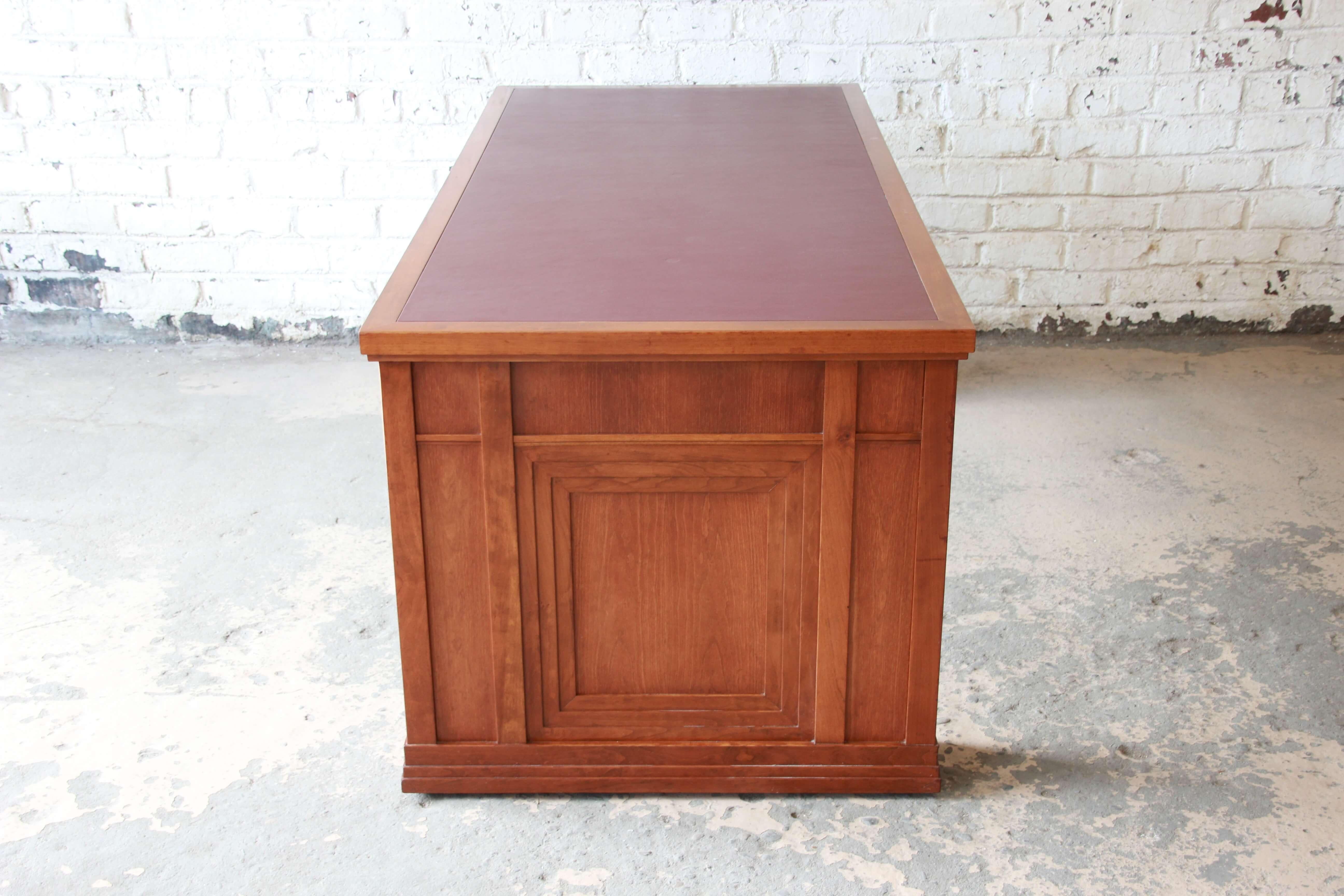 North American Dunbar Cherry Wood Leather Top Desk or Library Table