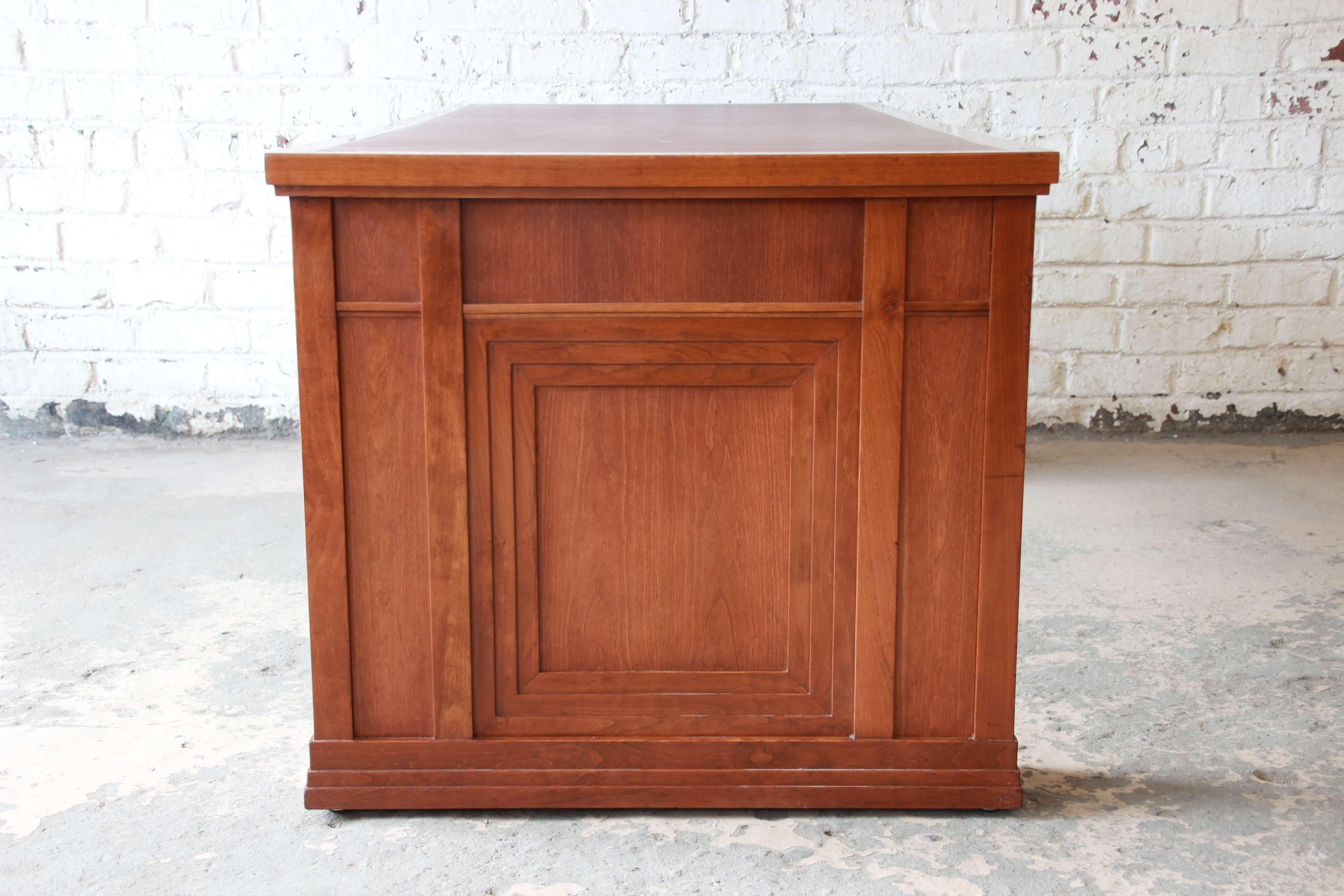 Dunbar Cherry Wood Leather Top Desk or Library Table In Good Condition In South Bend, IN