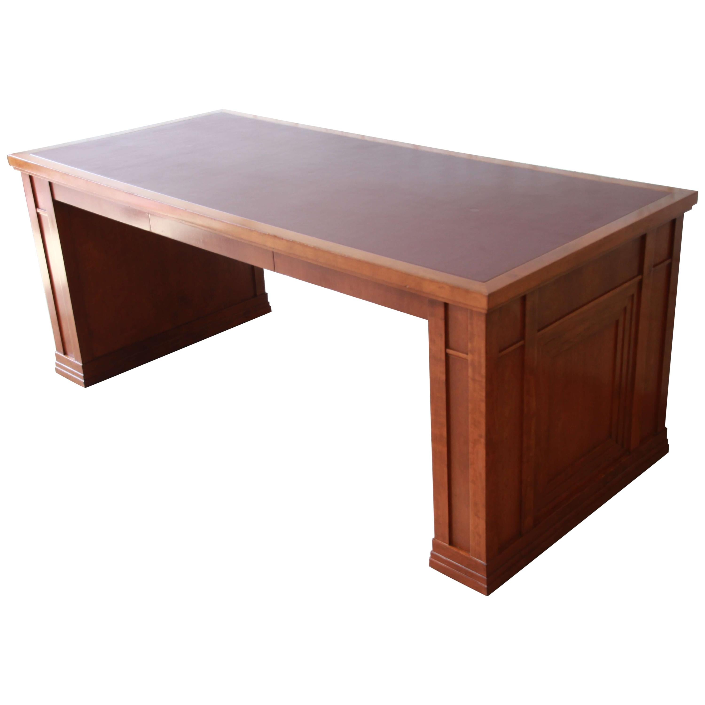 Dunbar Cherry Wood Leather Top Desk or Library Table