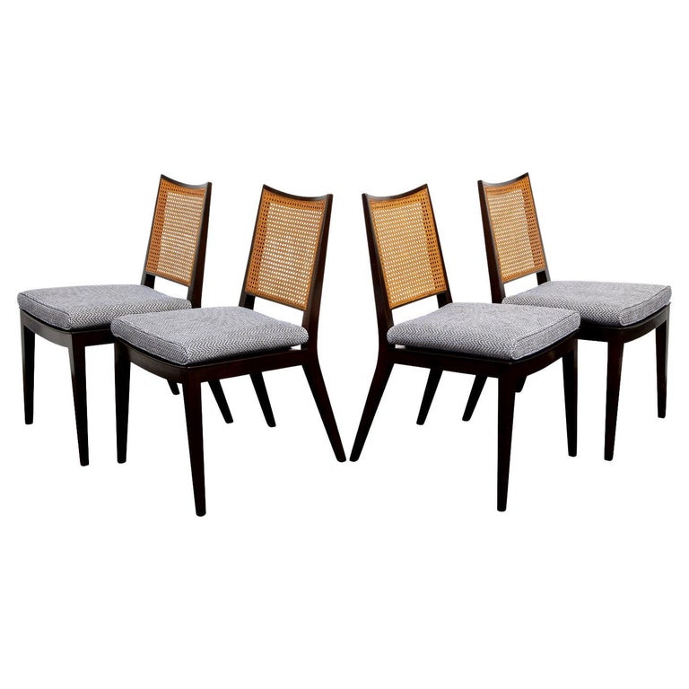 Edward Wormley for Dunbar Set of 4 Chairs with Cane Backs, 1963 